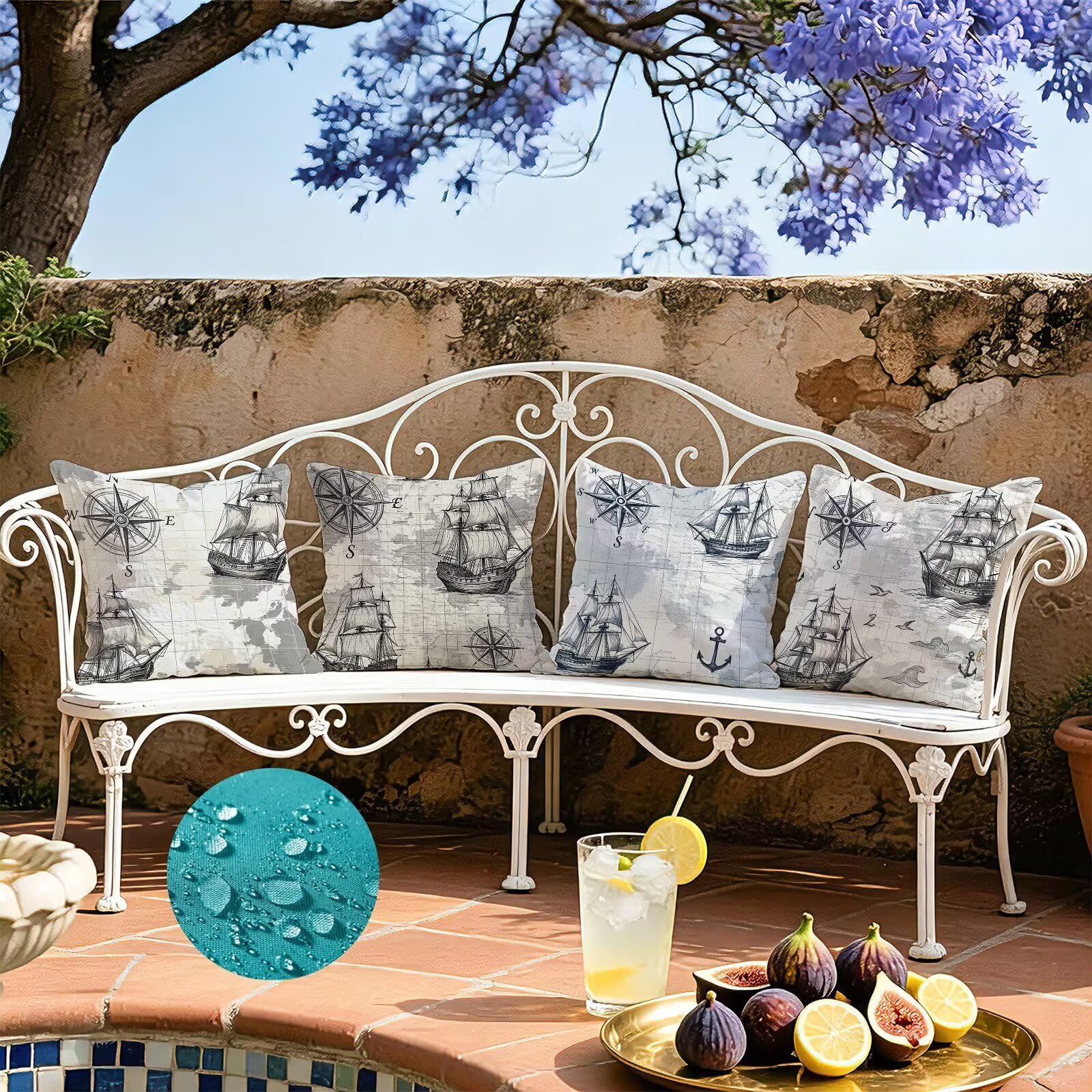 Grigio Federe Cuscini Divano 40x40cm, Cuscini da Esterno Set de 4, Cod-333 | Lin Copricuscini Decorativi Letto Arredo, per Letto, Soggiorno, Giardino, Esterno, Casa Decorazione Set di 4 Barca