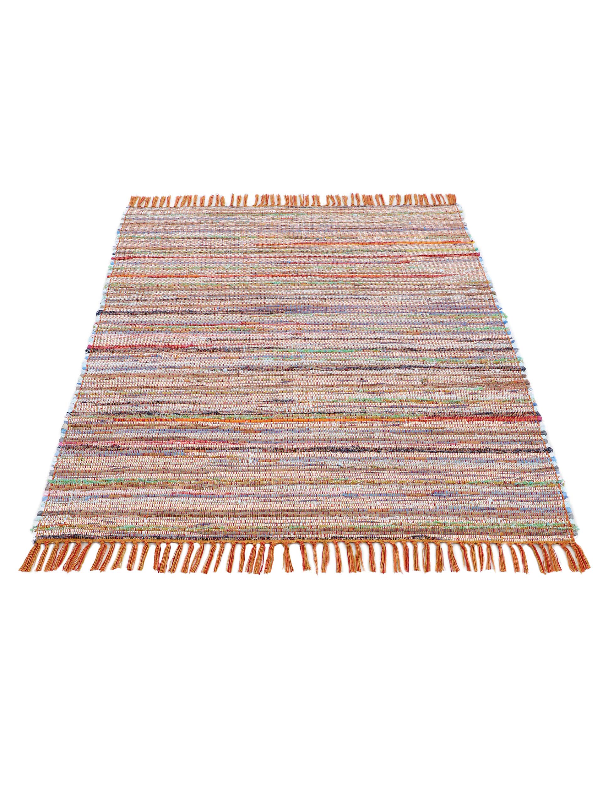 carpetfine Tappeto a tessitura Kilim Chindi Arancio 140x200 cm | Tappeto moderno per soggiorno e camera da letto