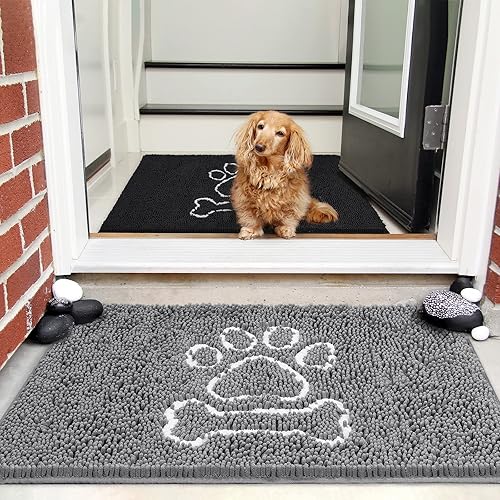 AROGAN Tapetes de entrada grises de 36 x 24 pulgadas y tapetes negros de 48 x 30 pulgadas para exteriores
