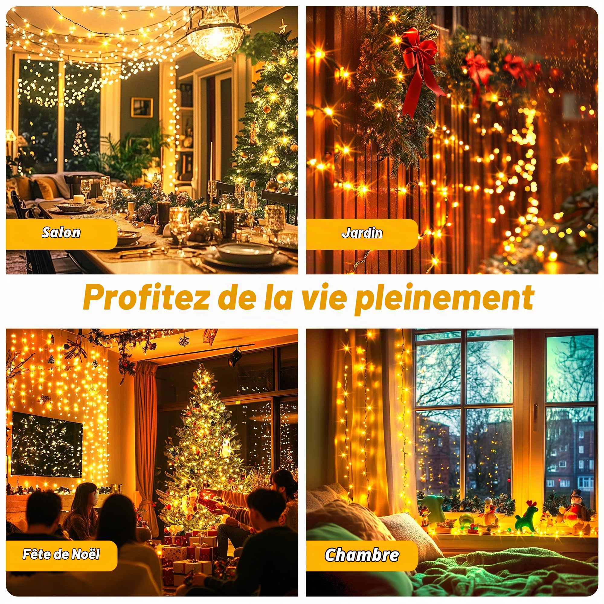 Auriostar Guirlande Lumineuse Exterieure LED, 80M 800LED Guirlande Lumineuse de Noël avec Télécommande et Minuterie, 8 Modes, Décoration de Fête pour Noël, Anniversaire, Mariage, Salon, Blanc Chaud