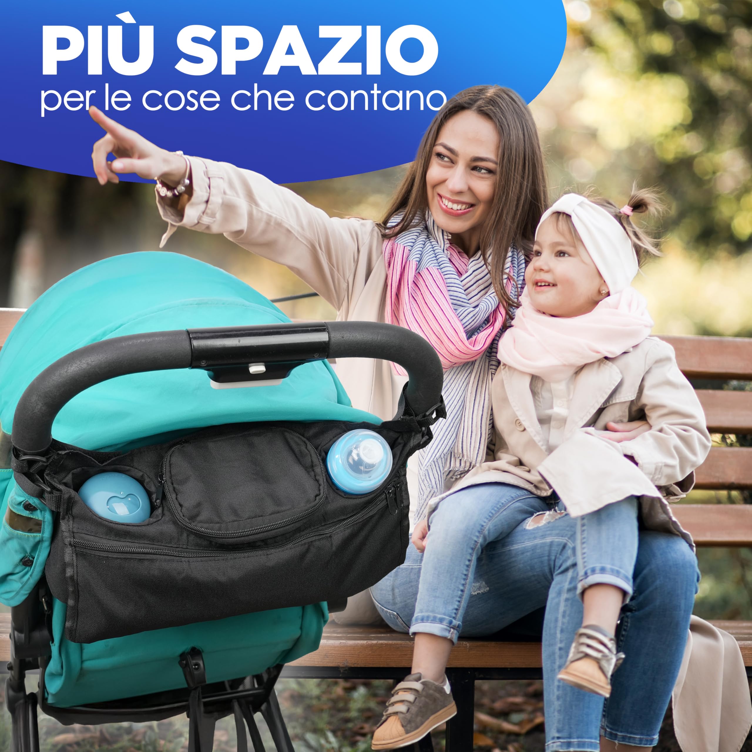 Generico Borsa Passeggino Universale – Organizer Passeggino Impermeabile, con Multitasche e Scomparto per Biberon