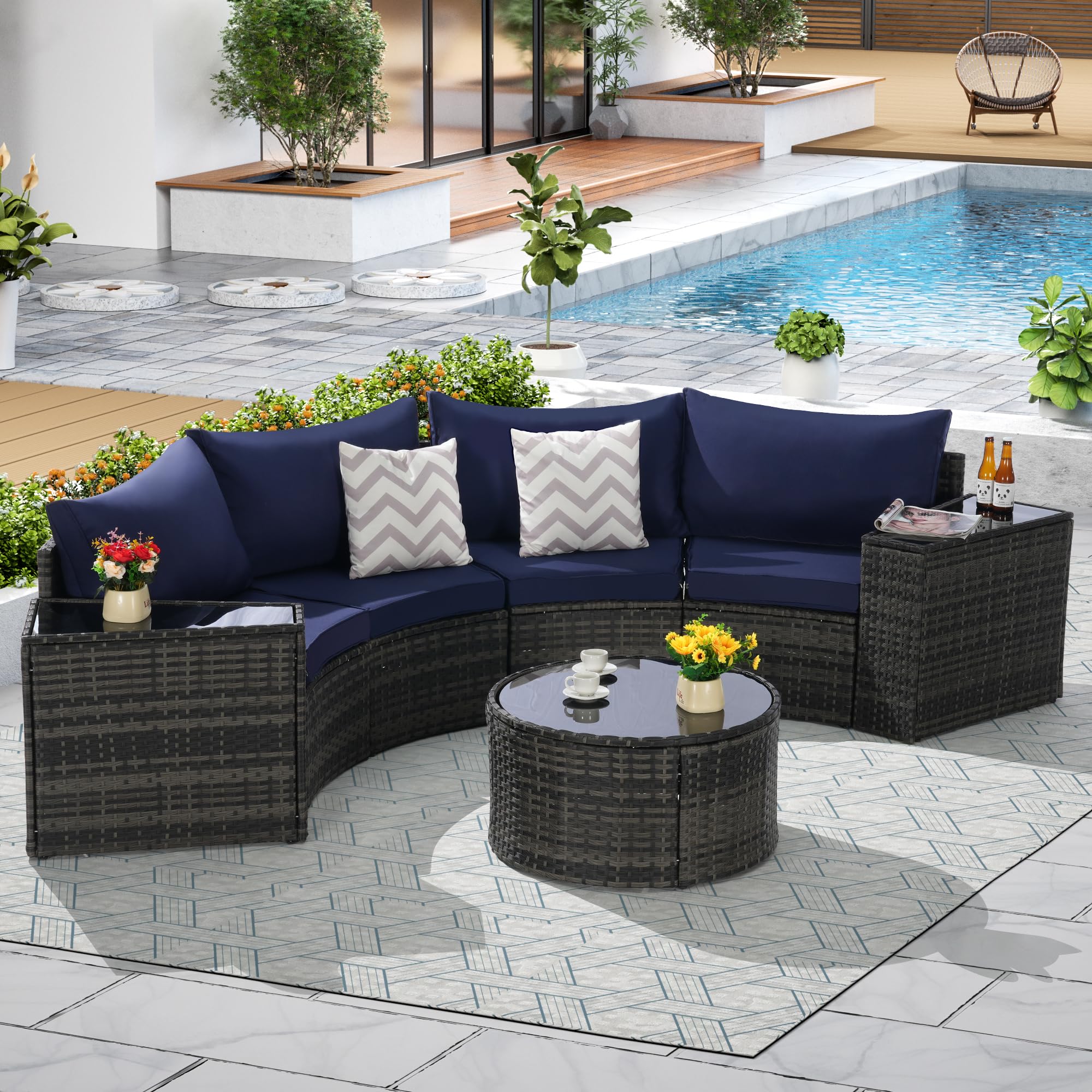 Photo 1 of (PARTIAL SET)--------------------KEIKI 7-Piece Half-Moon Outdoor Patio Furniture Set