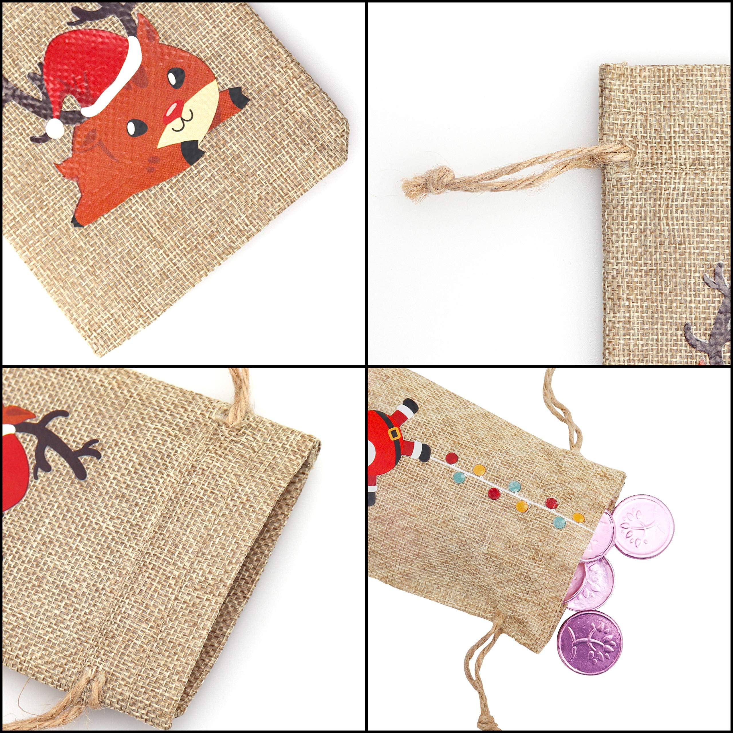 Sacs Cadeaux De Noël En Lin De Jute Avec Cordon De Serrage