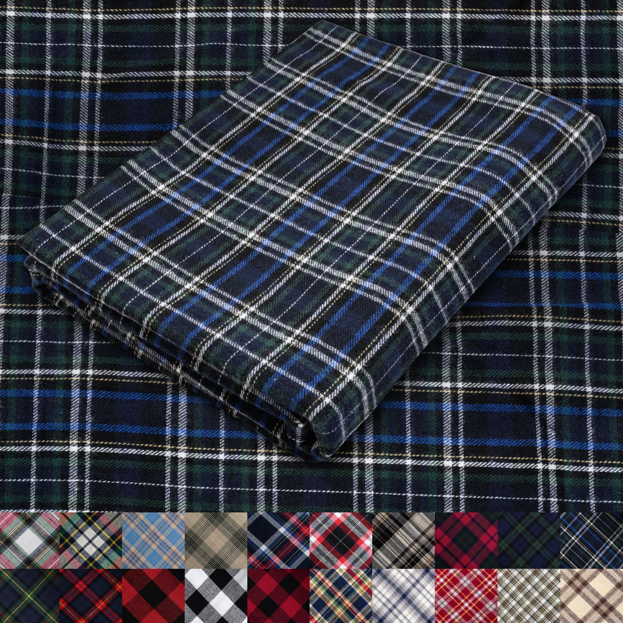 Pico Textiles 1 Yard Blue and Green Blackwatch Tartan Plaid Flannel Fabric - 60" Wide - 100% Cotton - Sold by The Yard - for Shirts, Scarves, Pajamas & Receiving Blankets — view 26