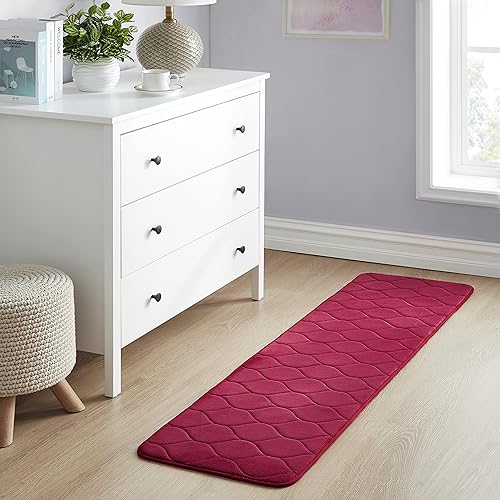 Miniatura 8 de Yafa Home Fashion 1 alfombra de baño de 17 x 60 pulgadas, espuma viscoelástica absorbente de agua y antideslizante (borgoña)