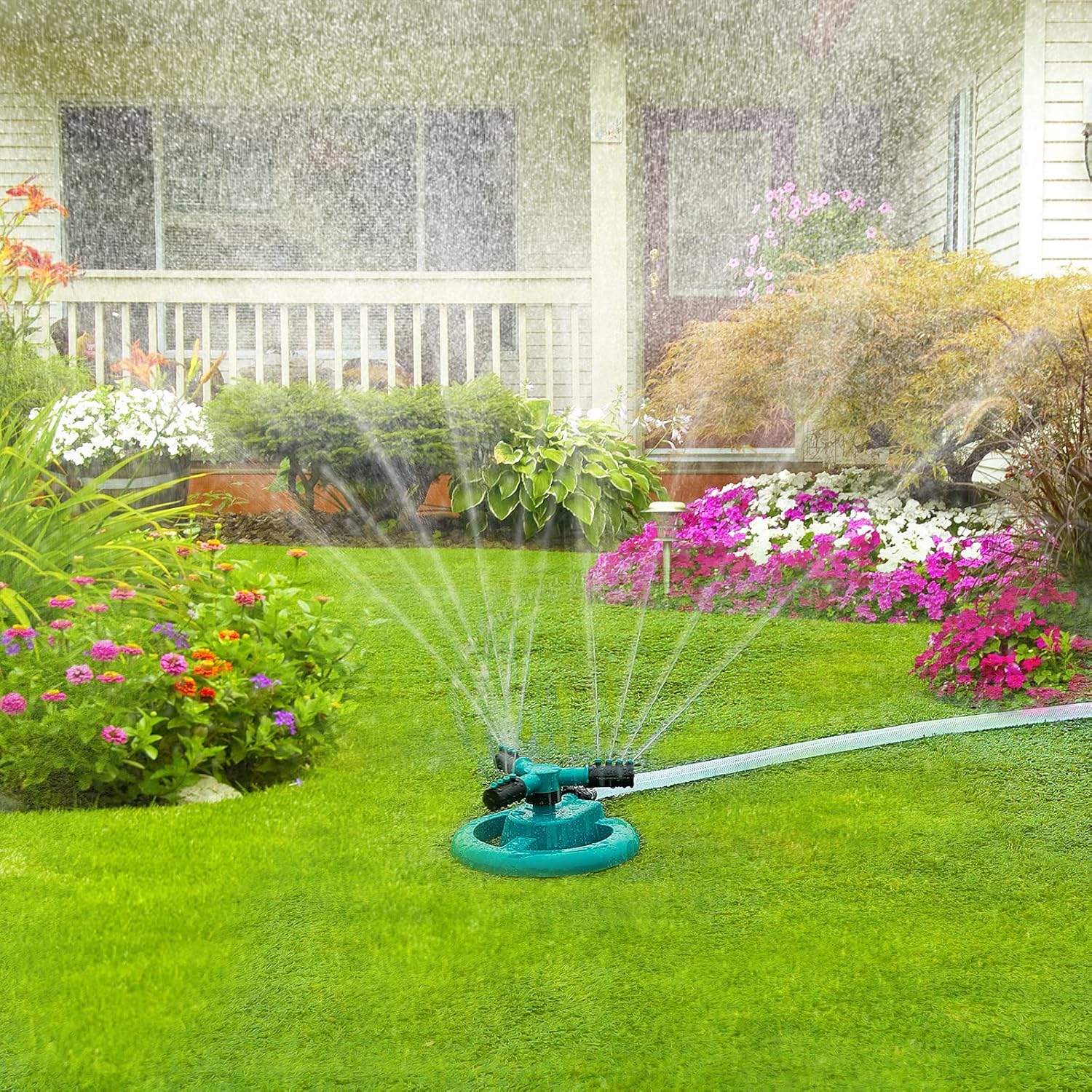 GOLDFLOWER Garden Sprinkler, Adjustable 360 Degree Rotation Lawn Sprinkler, Large Area Coverage, Multipurpose Yard Sprinklers for Plant Irrigation and Kids Playing : Patio, Lawn & Garden