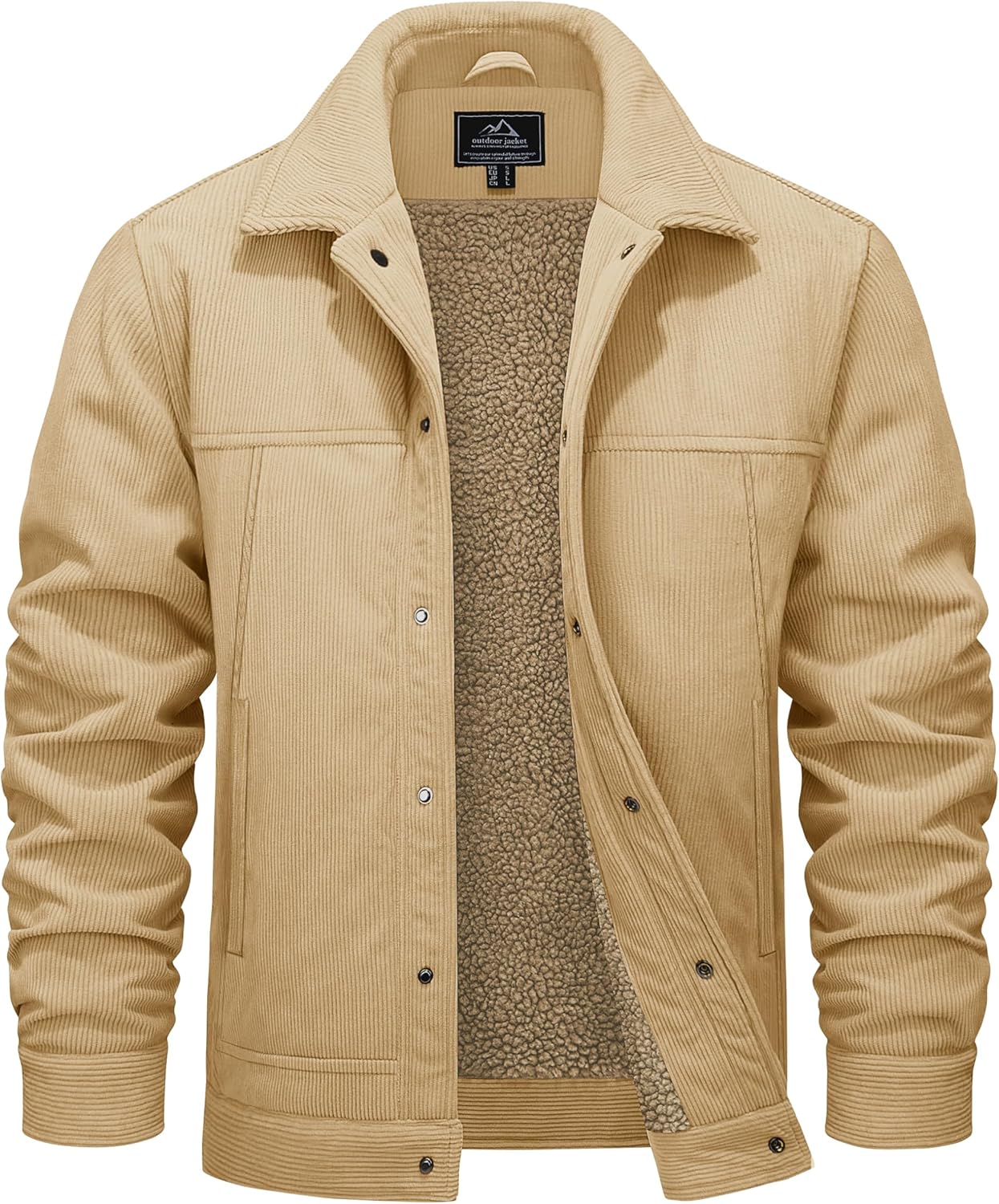 MAGCOMSEN Men's Corduroy Jacket Winter Warm Sherpa Jackets Thick Trucker Cargo Fleece Coats