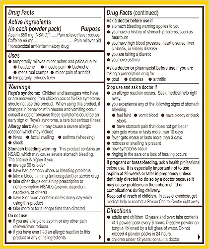 Miniatura 10 de Bayer Alivio rápido, sabor a frambuesa soluble, paquetes de polvo con aspirina y cafeína, alivio del dolor de cabeza de acción rápida, alivio del