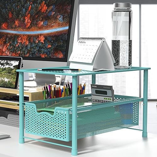 Miniatura 2 de Simple Houseware - Organizador con cajones deslizantes apilables para debajo del fregadero, turquesa.