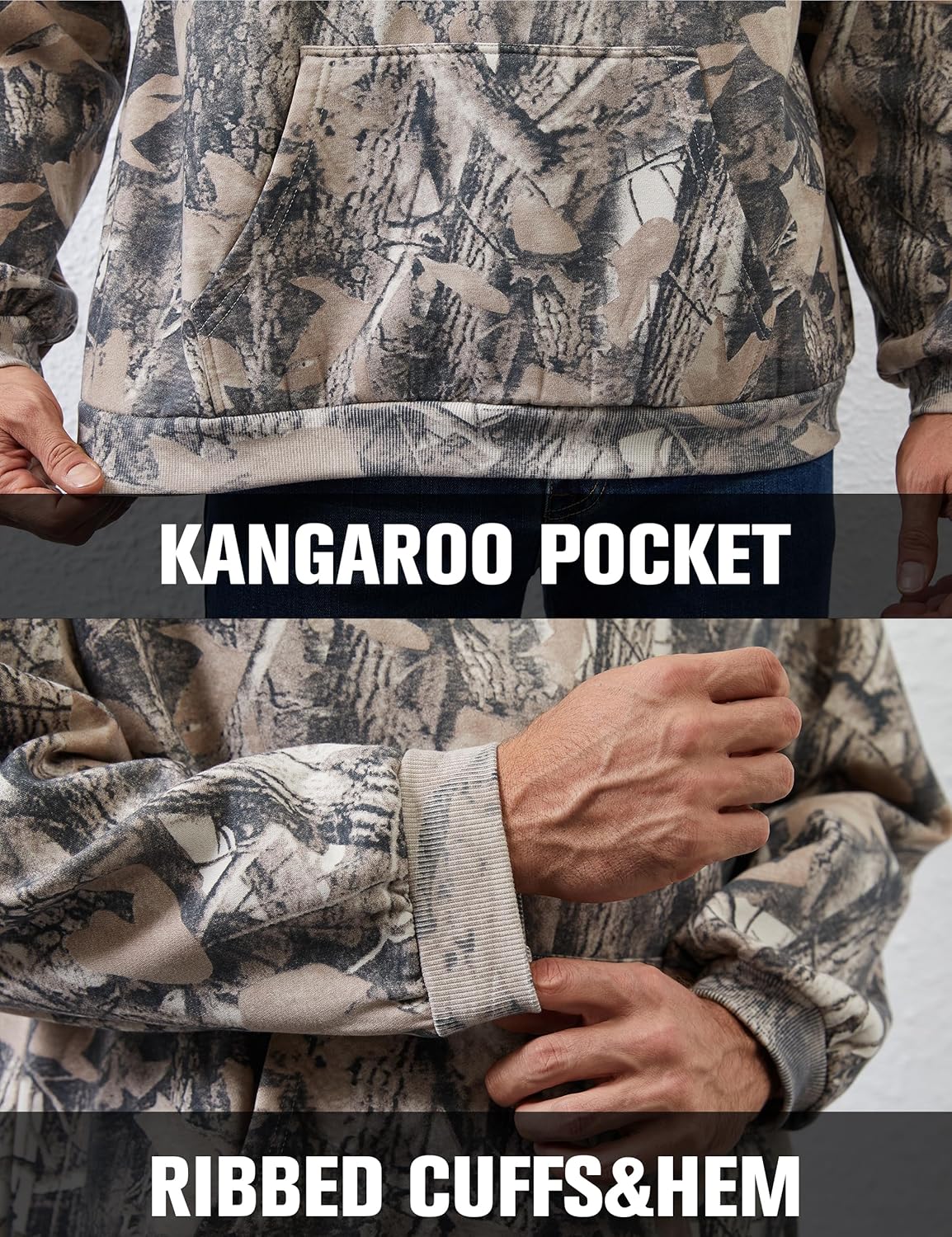 Men's Camo Hoodies Oversized Fleece Pullover Hooded Sweatshirt Vintage Mens Hoodies Pullover Sweatshirts With Pockets - Image 6