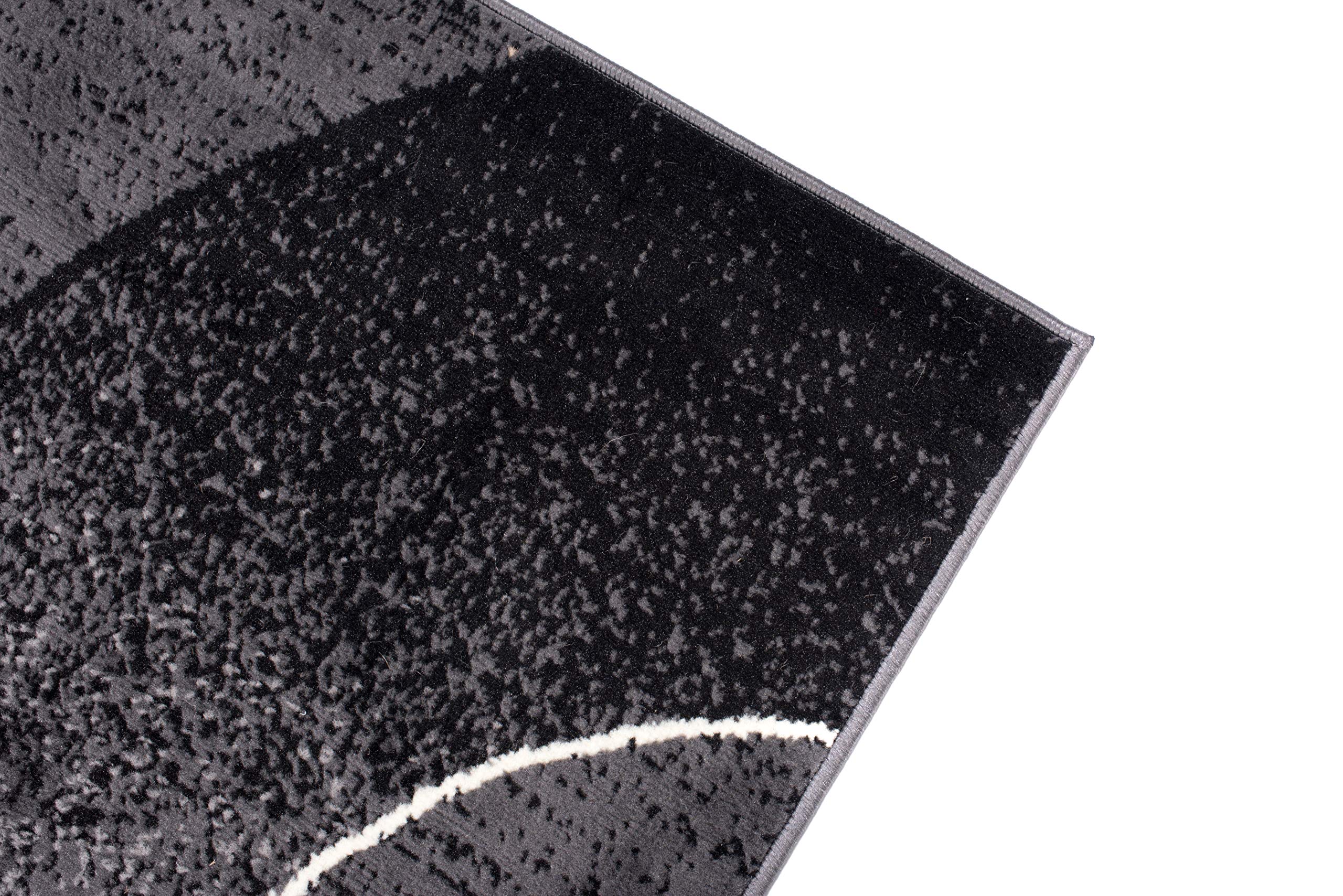 TAPISO Dream Teppich Läufer Flur Brücke Modern Streifen Wellen Streifen Muster in Dunkelgrau Creme Schwarz Korridor Wohnzimmer ÖKOTEX 80 x 520 cm