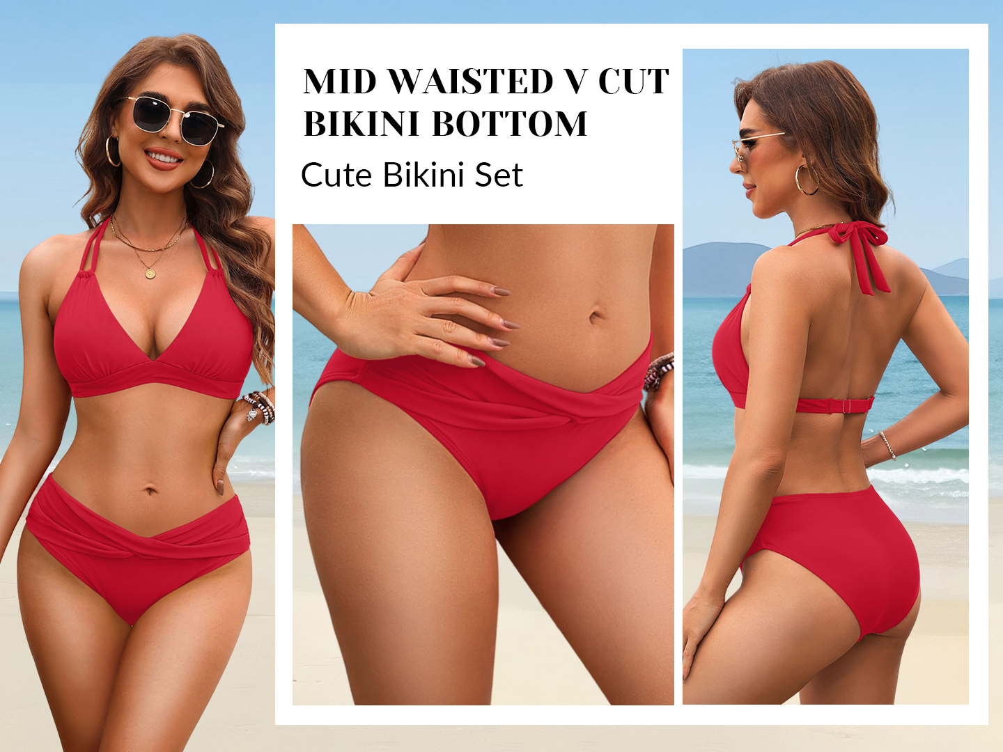 Womens Two Piece Bathing Suit - Push Up Bikini Set Full