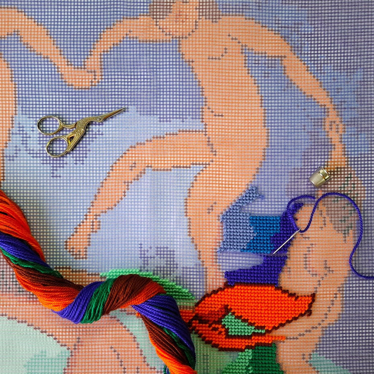 Brvsk Embroidery Kit for Adults and Beginners — Dance by Henri Matisse 16″ × 16″ with Clear, Precise Printed Design on Cotton Canvas; Includes 2 Needles, Yarn, and Easy-Read Chart