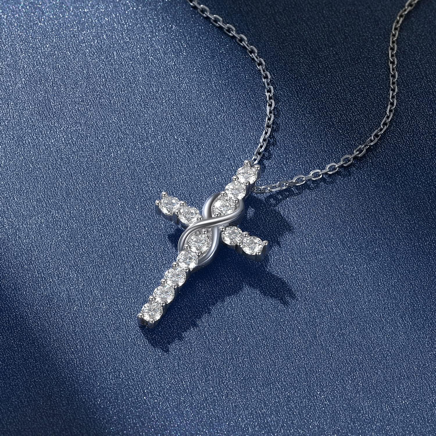 MomentWish Cross Necklace for Women, Christian Gifts for Her, Moissanite Cross Pendant, 925 Sterling Silver Necklaces Religious Anniversary Birthday Gifts for Women- - Image 9
