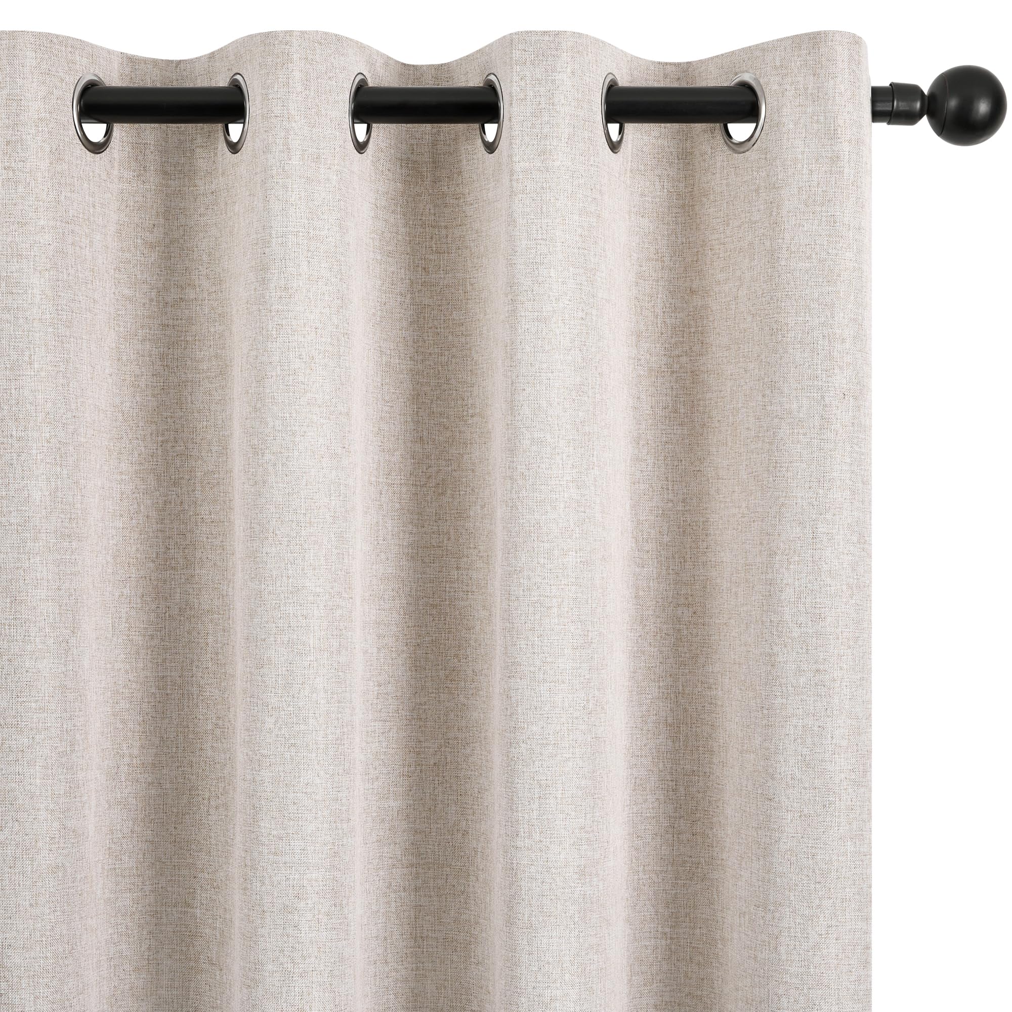 Deconovo 100% Blackout Curtains with TPU Backing Soft Faux Linen Thermal Insulated Eyelet Curtains for Living Room & Bedroom, Linen, W46 x L54 Inch 2 Panels