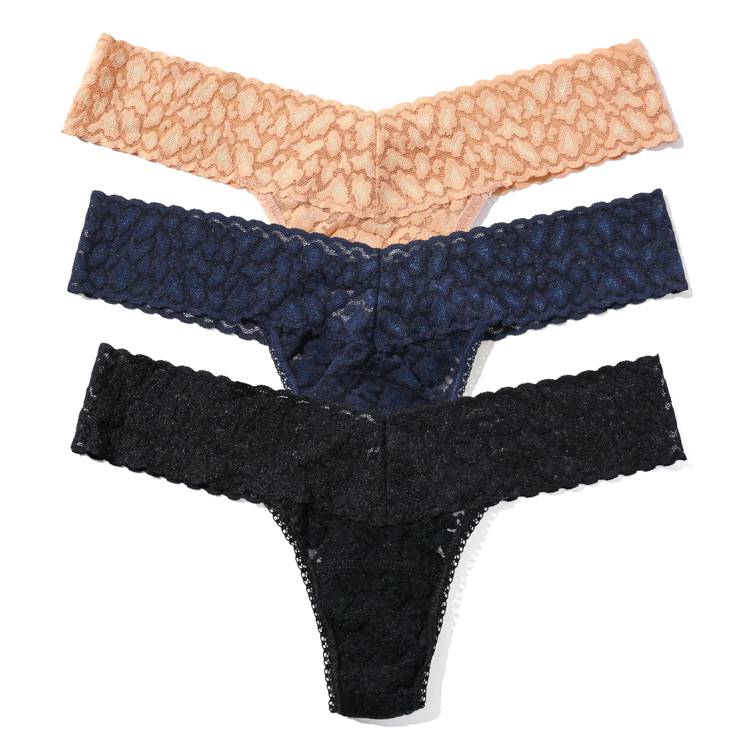 hanky panky - Daily Lace Low Rise Thongs for Women (3 pack) | Comfortable Seamless Underwear Lingerie | One Size (2-12)