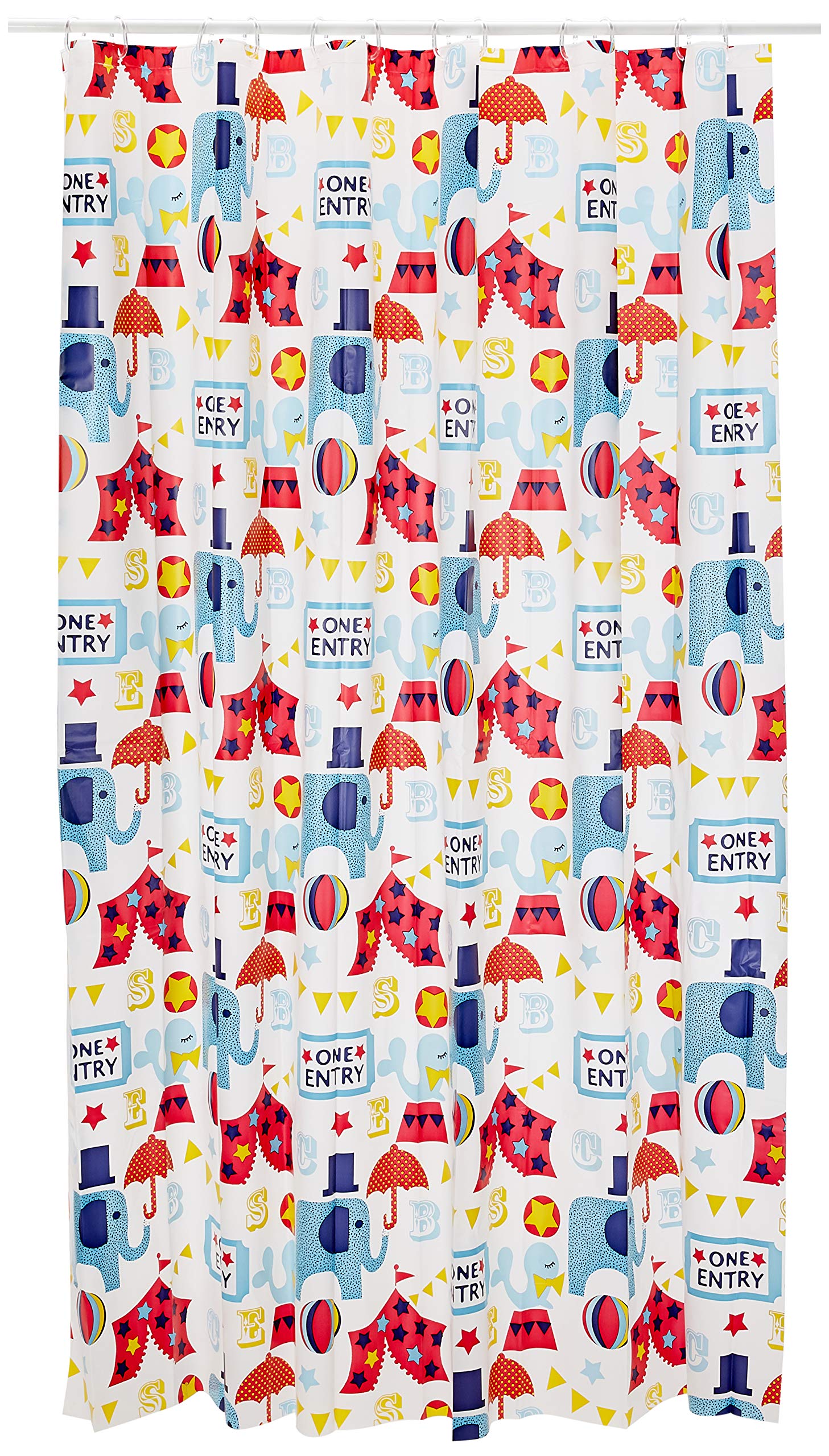 Spirella Lifestyle Plastic Curtain – Circus Multicoloured 180 x 2 1107074, White, Standard