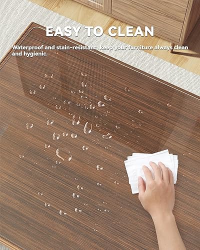 Vista 11 de Oterri Almohadilla de escritorio transparente, resistente al calor, impermeable, con borde redondo, de cloruro de polivinilo, duradera, protección