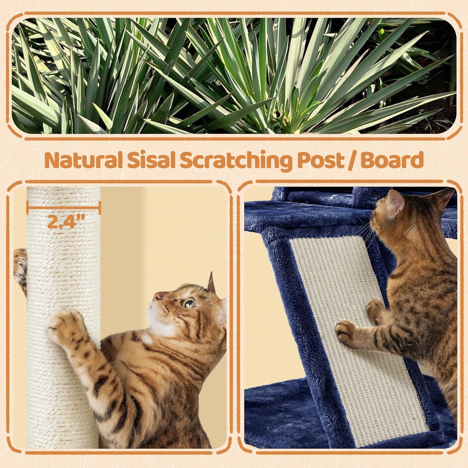 Topeakmart 57in Cat Tree Tower with 2 Plush Rooms Kitten Furniture Play House