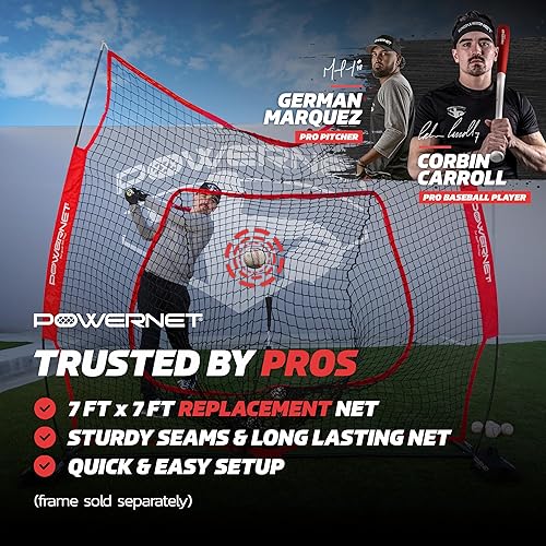 Miniatura 6 de PowerNet 7x7 FT Baseball & Softball Net Replacement Parts, Replace 7x7 FT Frame, Net Only or Carry Bag, Metal Frame and Fiberglass Poles, Durable