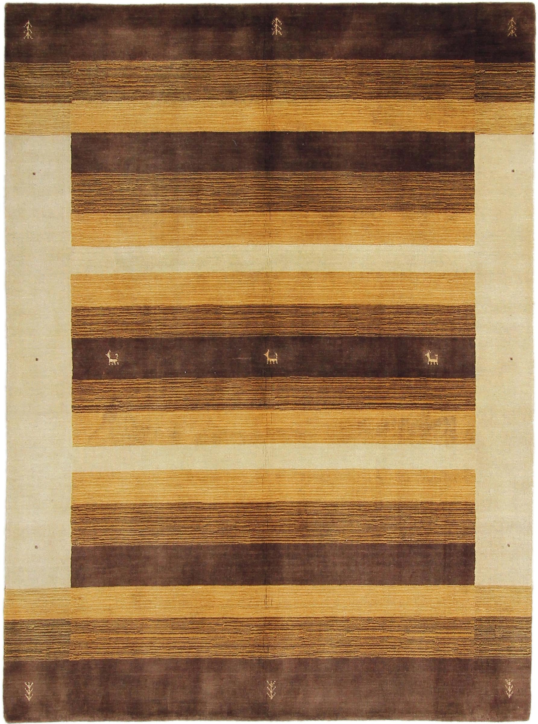 Tapis en laine d'Inde style Gabbeh Lori moderne 148x199 cm une pièce artisanale d'exception