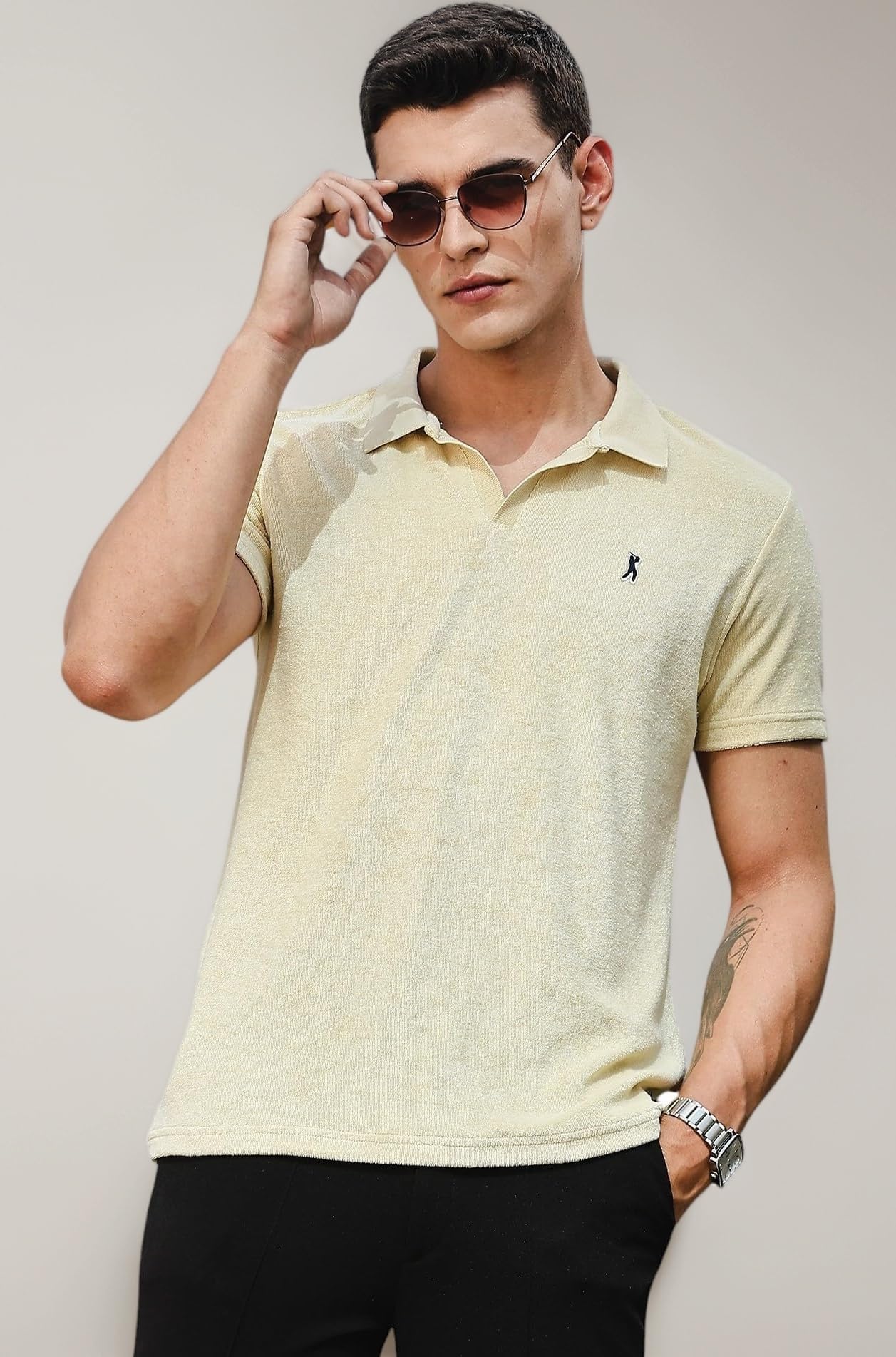 Men's | Solid | Knitted Matte | Polo Neck | Cotton Polyster Blend | Short Sleeve | Wrinkle Free | Regular Wear | Casual | T-Shirt for Men