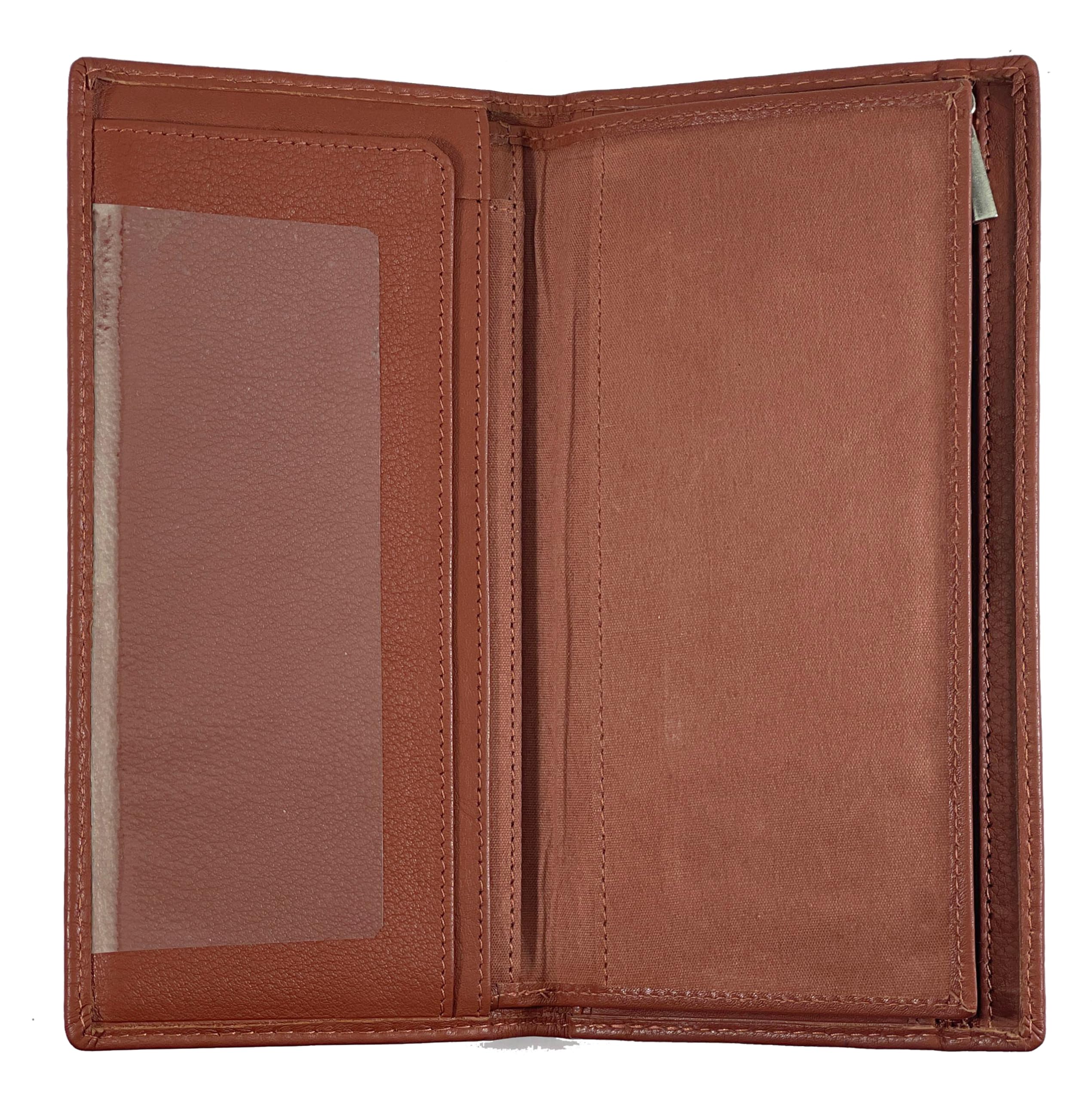 Bullz Premium Leather Checkbook Cover Wallet Organizer with Card Holder (Tan)