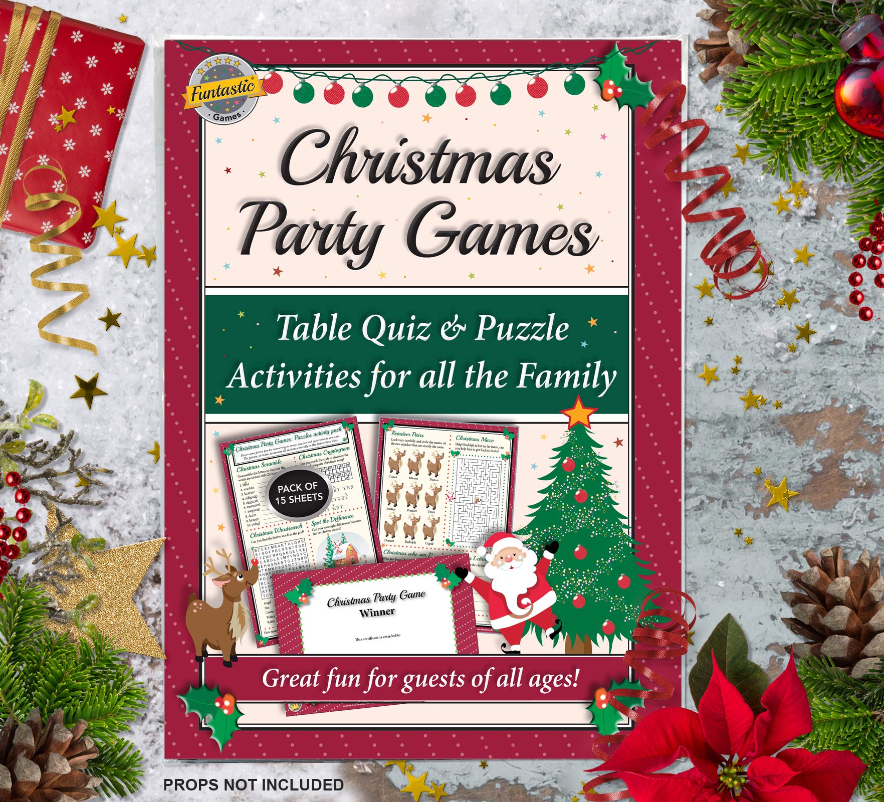 Funtastic CHRISTMAS PARTY GAMES Table Quiz and Puzzle Activities for