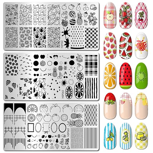 Arbuya Fruit Nail Stamping Plates Set of 3 - Watermelon,
