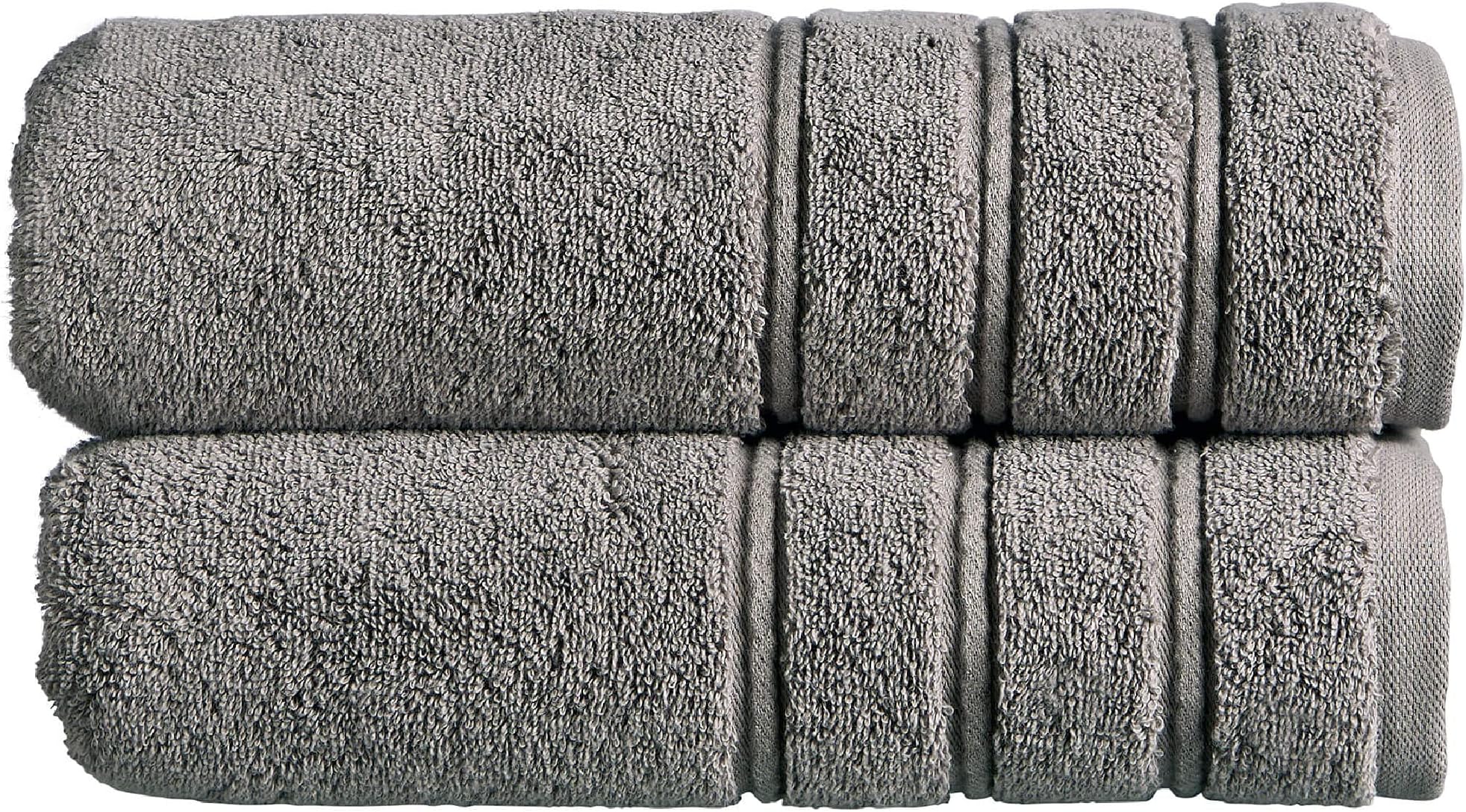 Christy Antalya Large Bath Towels | Set of 2 | 100% Turkish Cotton | 600GSM | Soft Plush Luxury Towel Set | 70 cm x 125 cm | Quick Dry | Storm Grey
