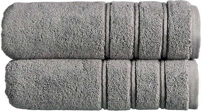 Christy Antalya Large Bath Towels | Set of 2 | 100% Turkish Cotton | 600GSM | Soft Plush Luxury Towel Set | 70cm x 125cm | Quick Dry | Storm Grey