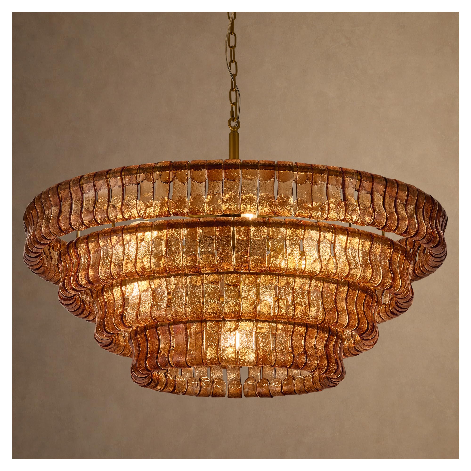 Photo 1 of MeiYDeng 4-Tier 40 Inch Amber Crystal Glass Chandeliers, Modern Round Luxury 10 Lights Hanging Pendant Light Fixture, for Dining Living Room, Bedroom, Foyer, Entryway(Included E12 Bulbs)