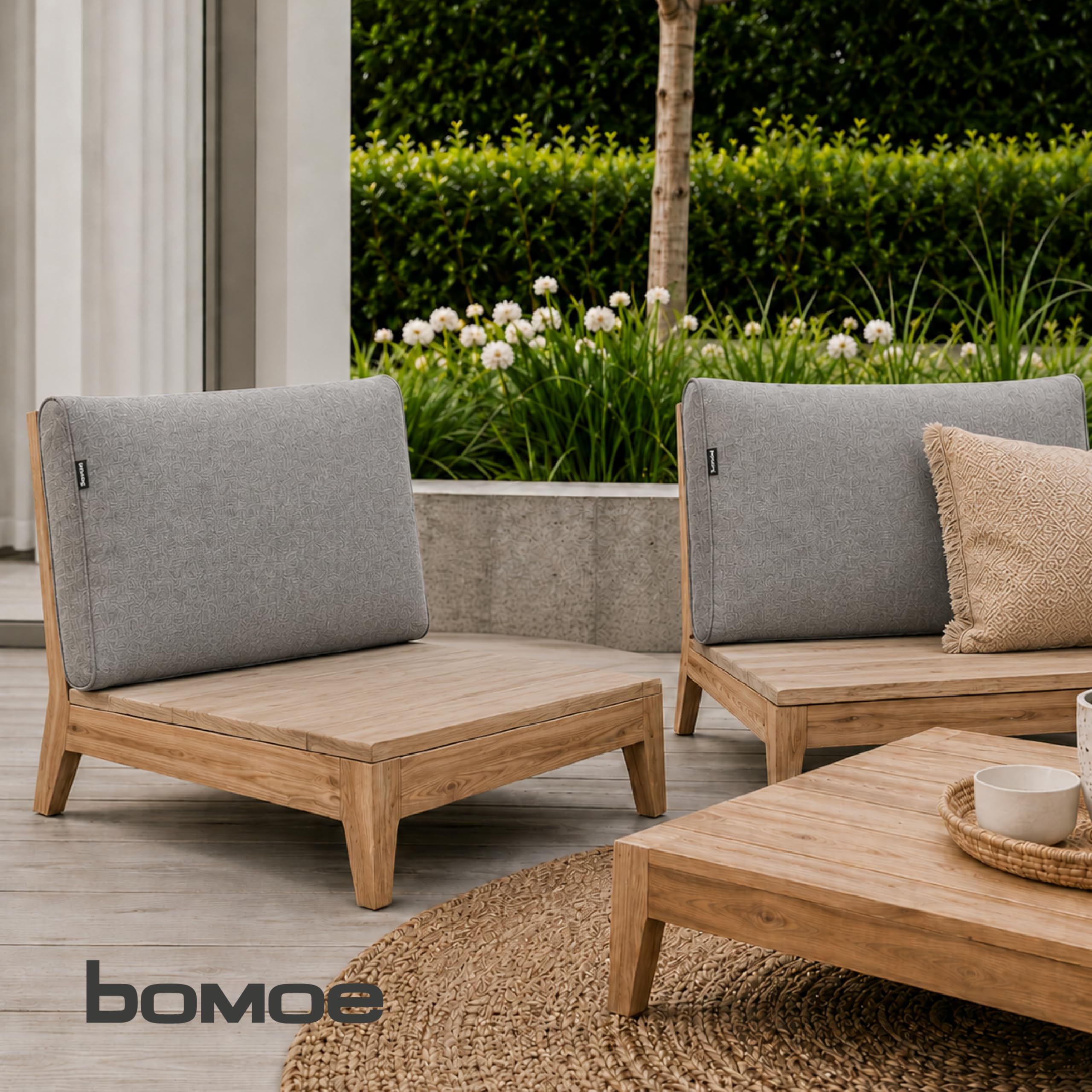bomoe Lounge Cojines Jardin Exterior Respaldo Acolchado ratán