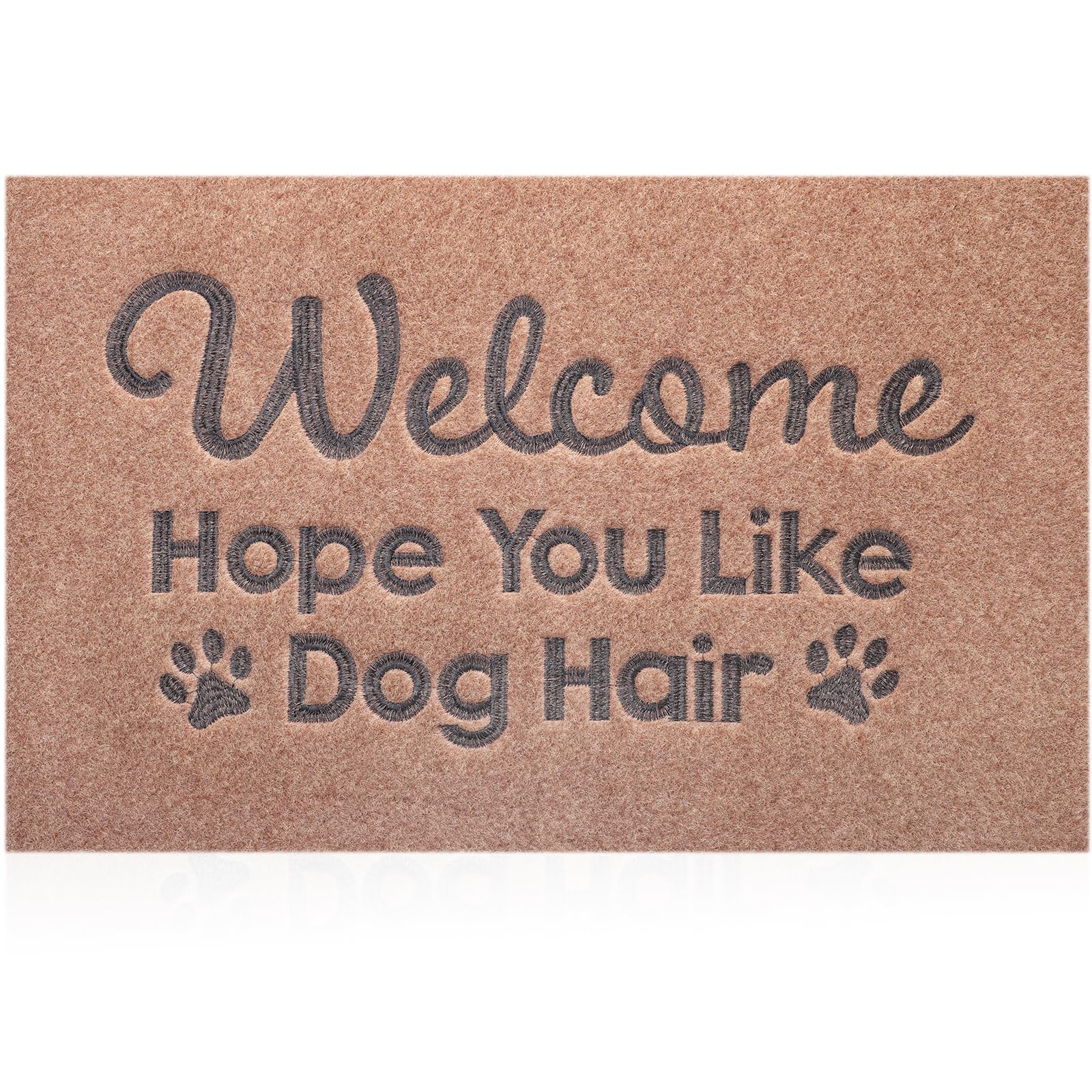 Welcome Mats for Front Door Hope You Like Dog Hair Doormat, Natural Rubber Non Slip Back Mat Indoor Funny Dog Mats for Home Decor Entryway Brown 36" x