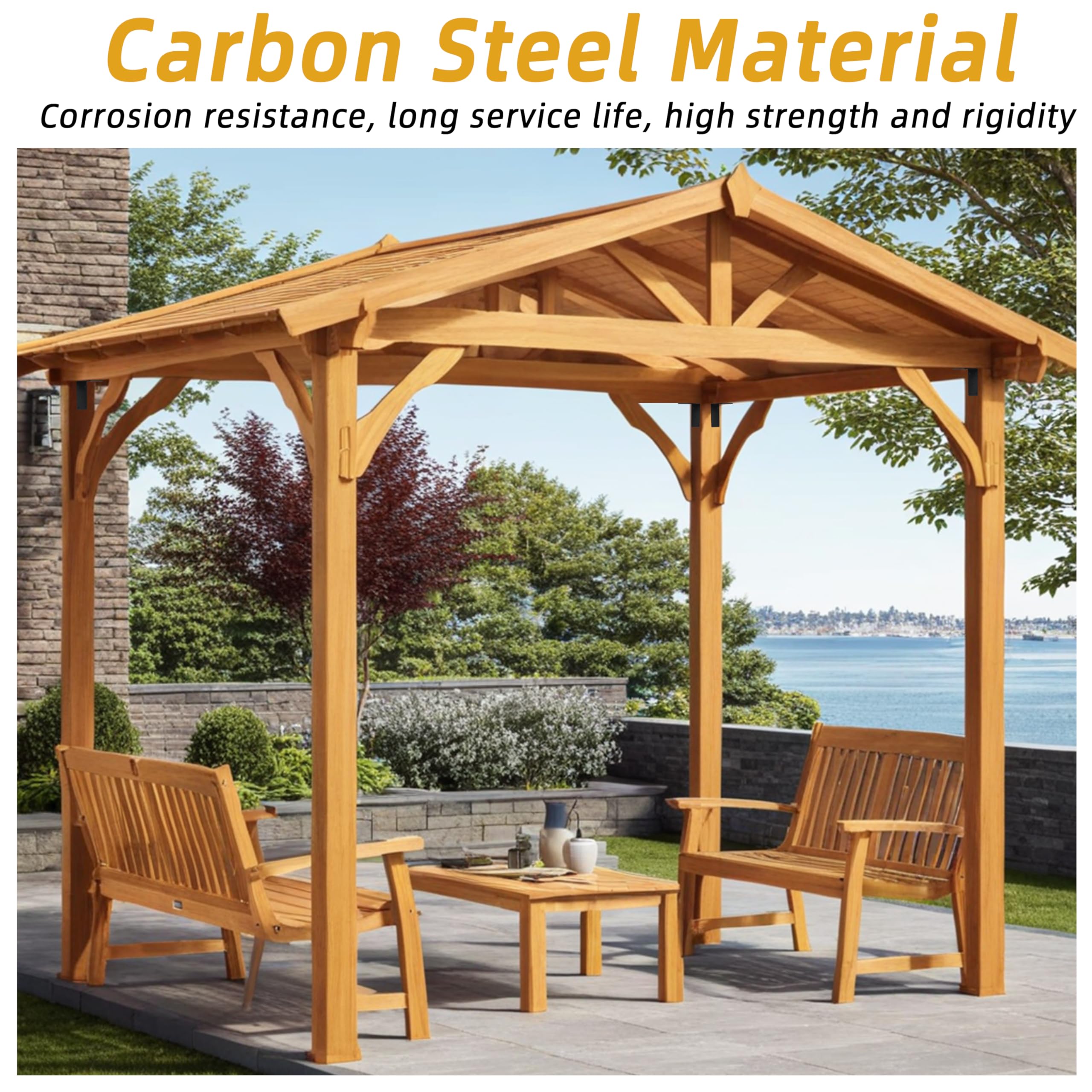 Confezione da 8 staffe angolari in acciaio resistente, 15,2 x 15,2 x 5,2 cm, staffa angolare a L, spessore 4 mm, staffa angolare in metallo per giunti in metallo, mensole in legno, supporto per mobili