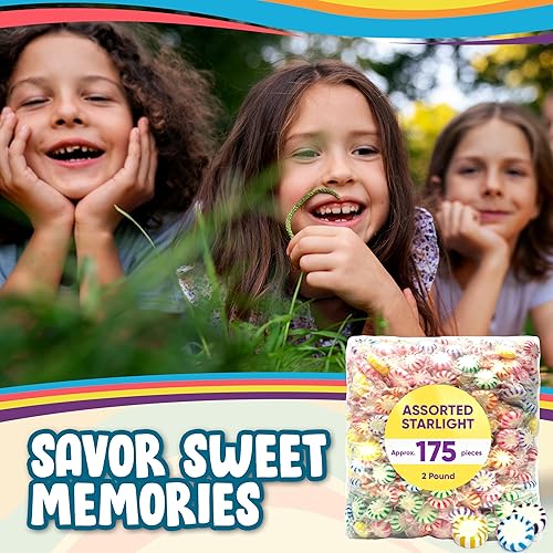 Miniatura 6 de Caramelos duros Starlight con sabor a fruta surtida, 2 libras aproximadamente 175 piezas de dulces navideños envueltos individualmente, paquete