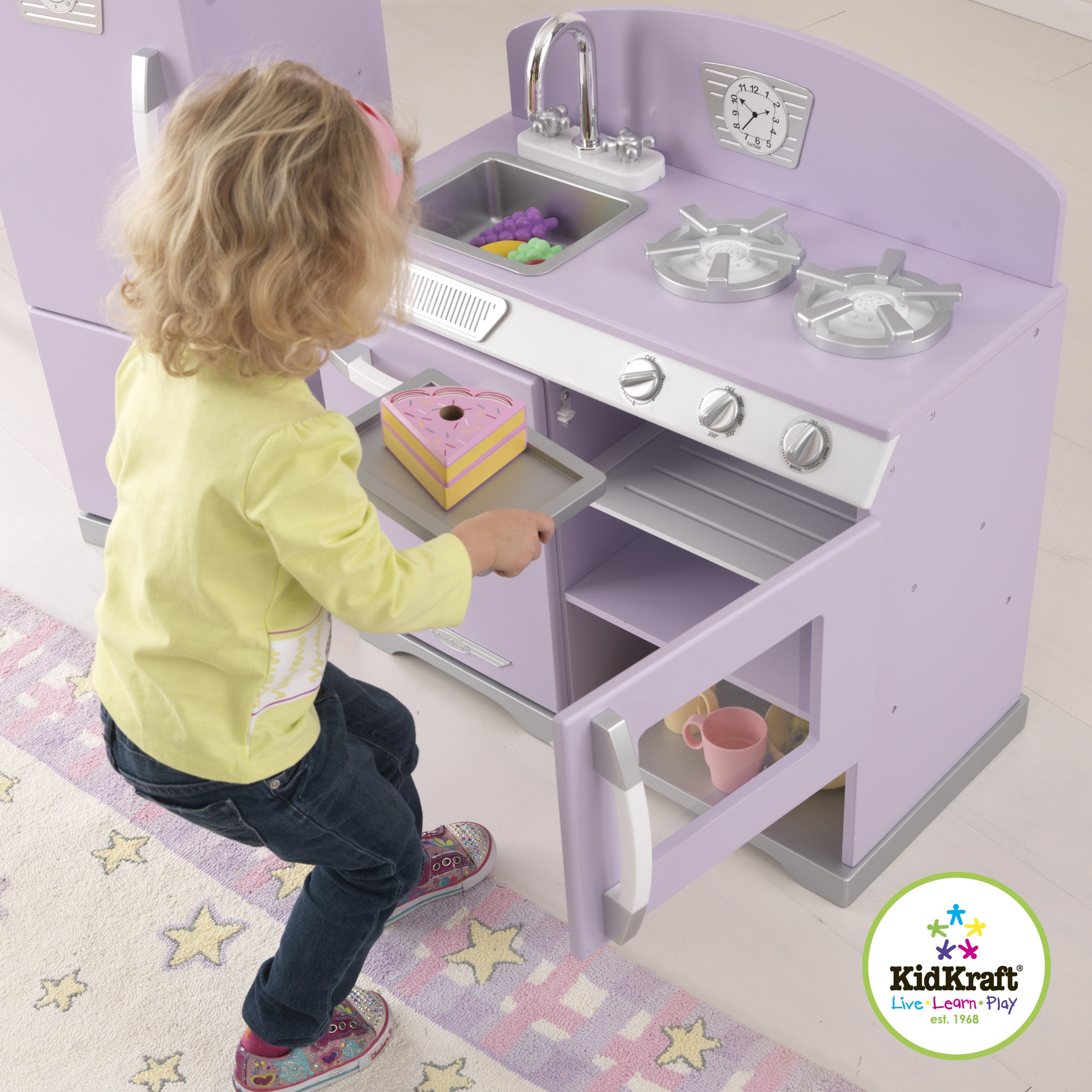 KidKraft レトロキッチンと冷蔵庫　（パープル） New Toddler Child's Lavender Purple Retro 2 Piece Wood Play