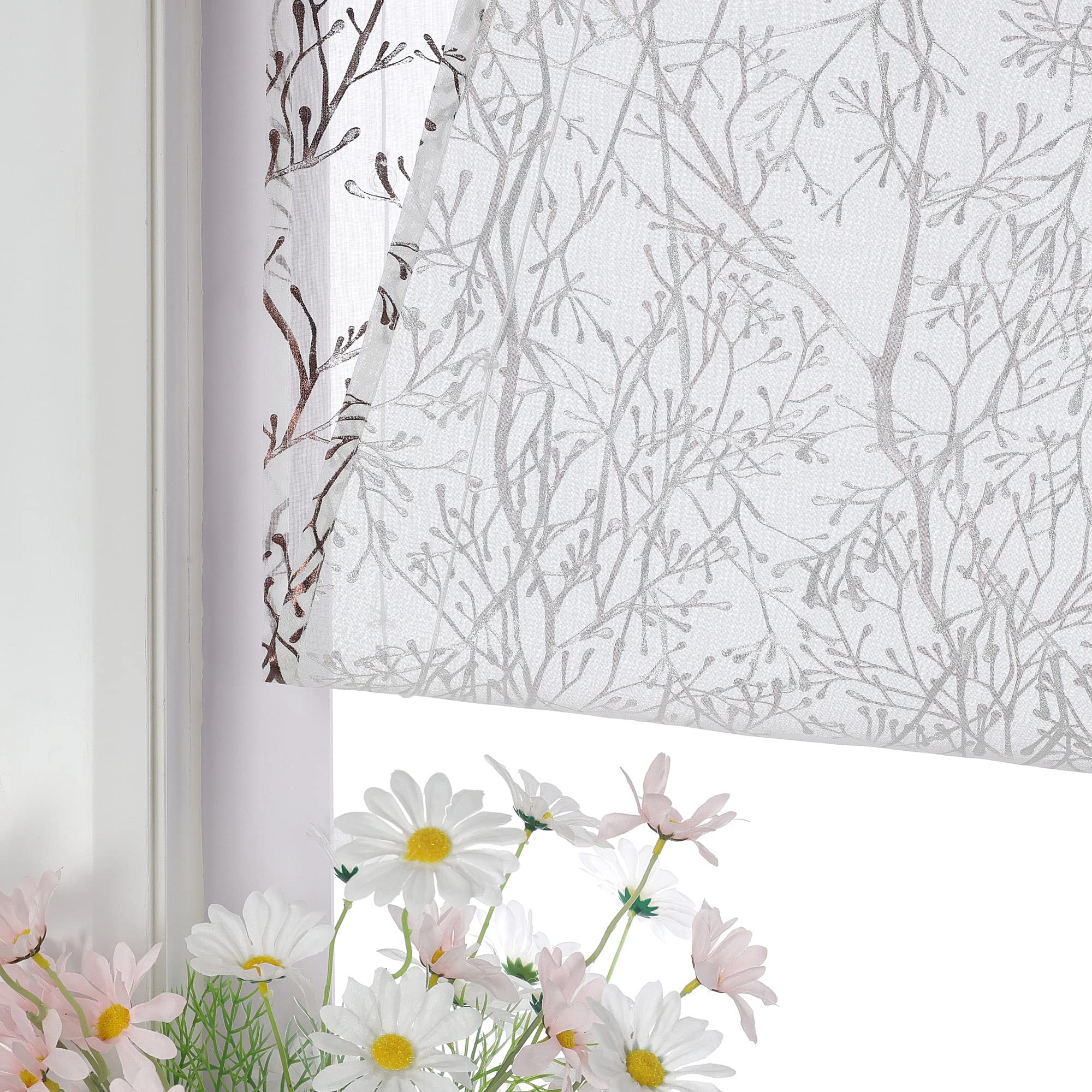Nowoczesna rzymska roleta rzymska bez wiercenia z haczykiem do zawieszenia rzymskie zasłony do salonu, przezroczyste zasłony okienne, brązowe, 60 x 140 cm, 1 sztuka
