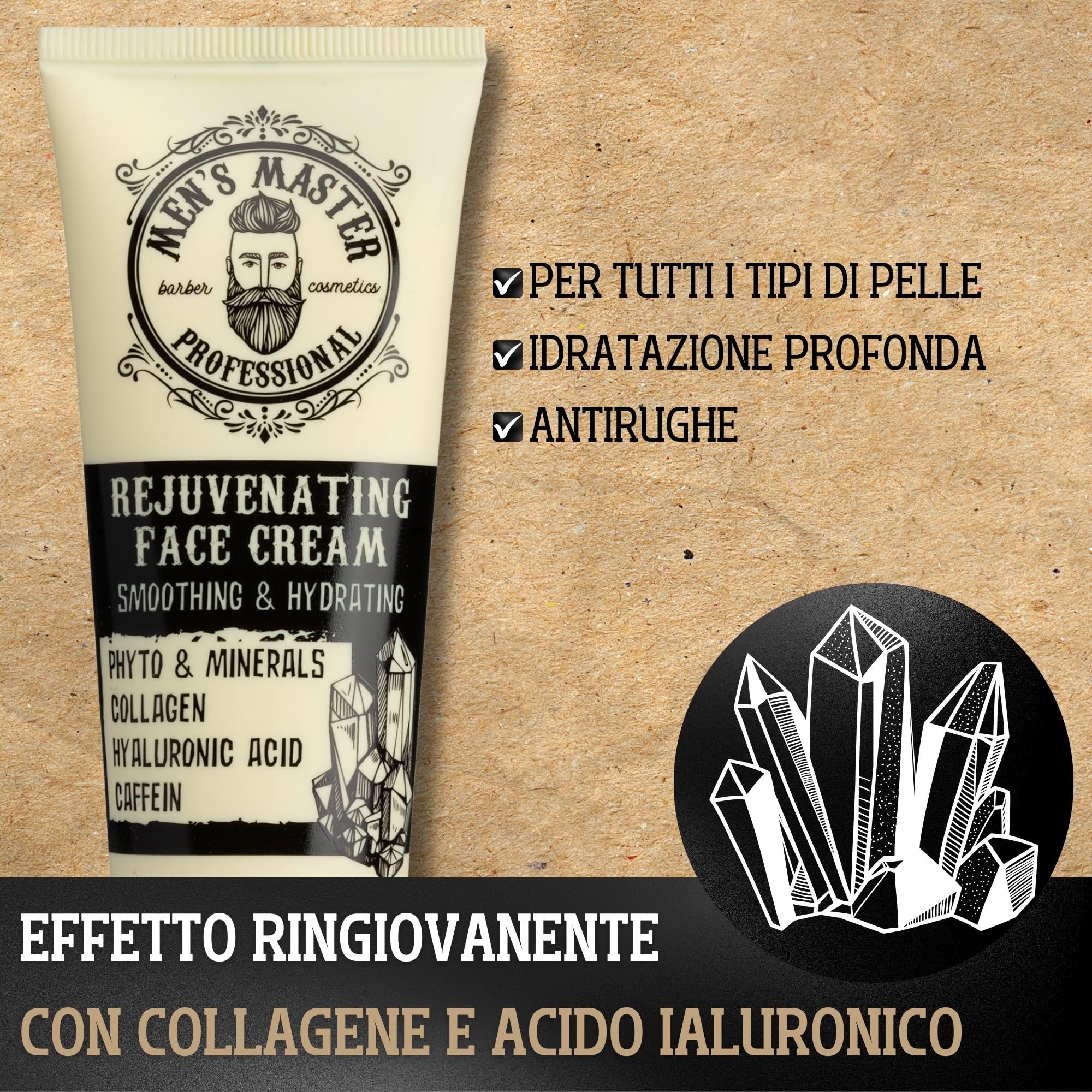 Men's Master Set Regalo per Uomo 3 Unità | Shaving Set | Schiuma Idratante da Barba | Lozione Lenitiva per Dopobarba | Crema Rigenerante Viso Antirughe | Cura del Viso Maschile | Senza Parabeni