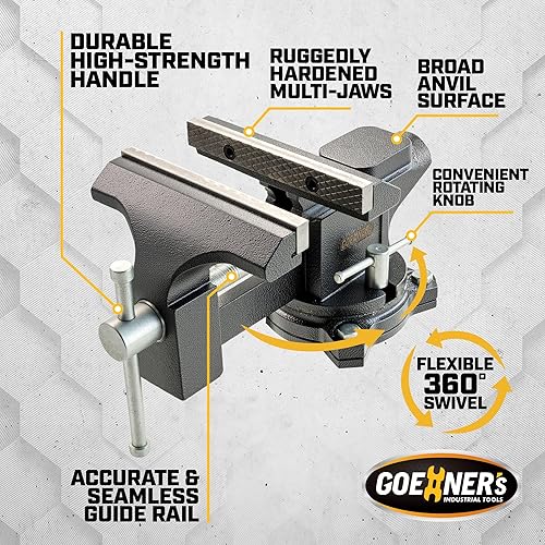 Miniatura 14 de Tornillo de banco o tornillo de mesa 2 en 1 actualizado de 4.5 pulgadas, tornillo de abrazadera para banco de trabajo construido con acero fundido