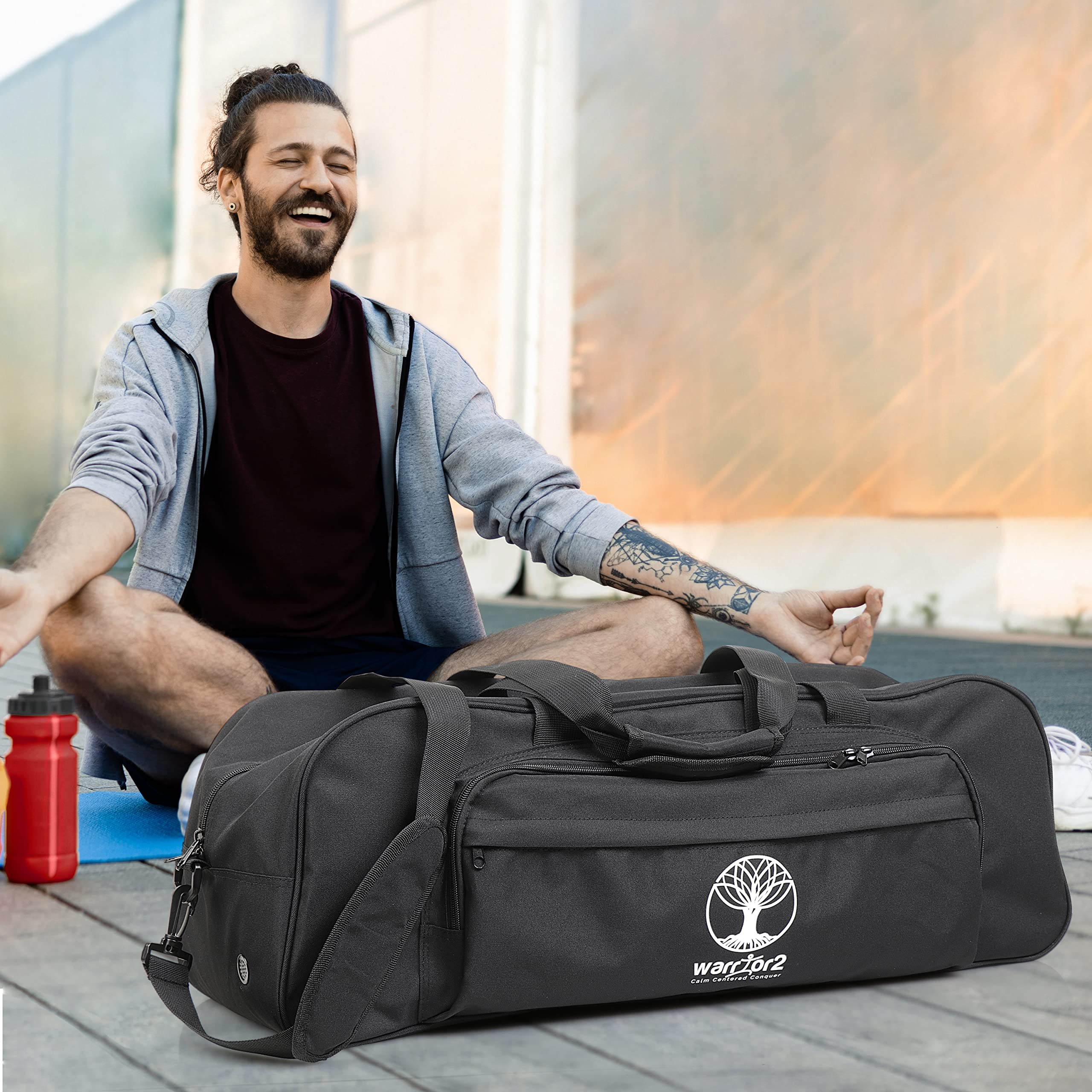 Turnbeutel mit 8 Taschen für 1,27 cm Dicke Yogamatten und Yoga-Blöcke, abnehmbare Gurte | Große Sporttasche mit Yogamattenhalter für Damen und Herren