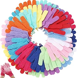 52 Pcs Exfoliating Shower Gloves Scrub Gloves Exfoliating for Body with Hanging Loop Double Sided Exfoliating Bath Gloves Deep Clean Dead Skin for Spa Massage Beauty Skin Shower Accessories, 13 Colors
