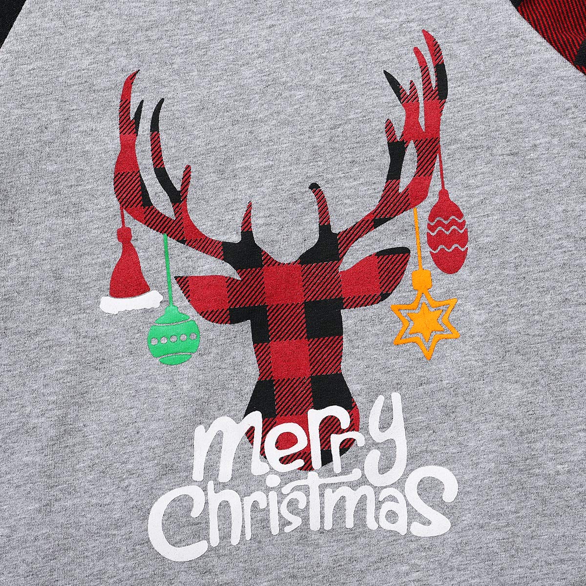 SANMIO Pijamas Familiares de Navidad, Algodón Top de Manga Larga + Raya Pantalones Pijama Dos Pieza Mujer Hombre Niños Niña Ropa de Dormir para Mameluco Alce de Navidad