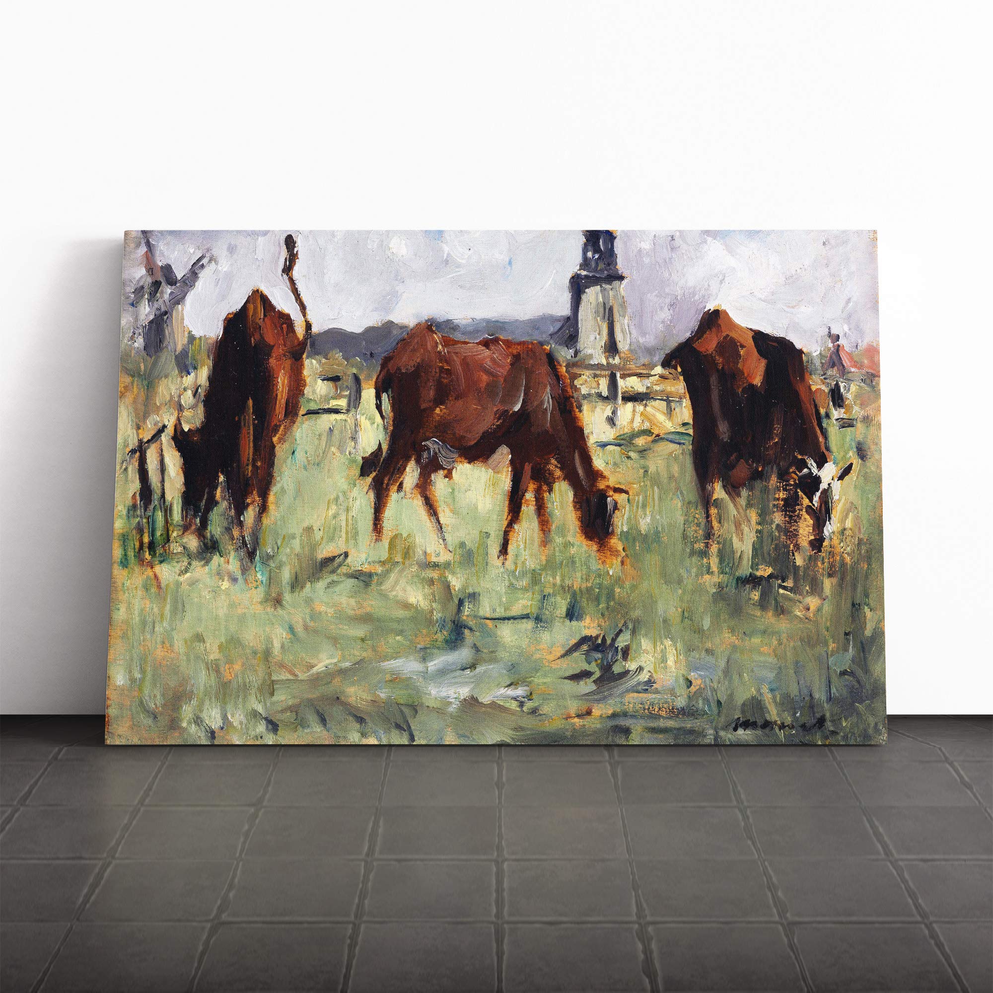 Edouard Manet Cows in a Field Canvas Print | Gallery Wrapped 30mm Frame Wall Art | 30x20 inches | Ready to Hang | Modern Landscape Picture | Living Room Bedroom Lounge Office