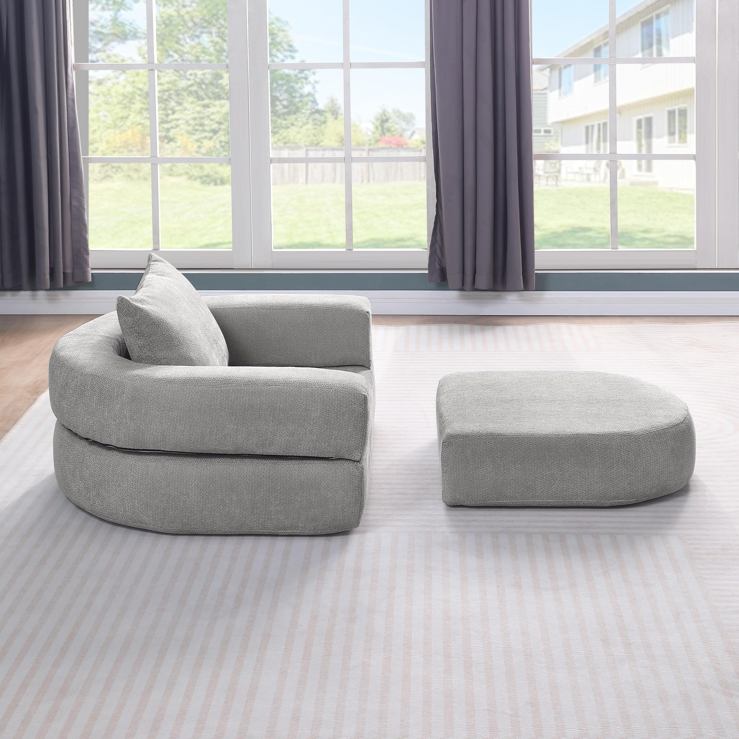 HAUSPROFI Faltbares Sofa Bett – Relaxsessel, Spielsofa, vielseitiger klappbarer Schlafsessel mit Kissen, Schlafsofa & Gästebett für kleine Räume, Sessel fürs Schlafzimmer & Wohnzimmer (Light Grey)