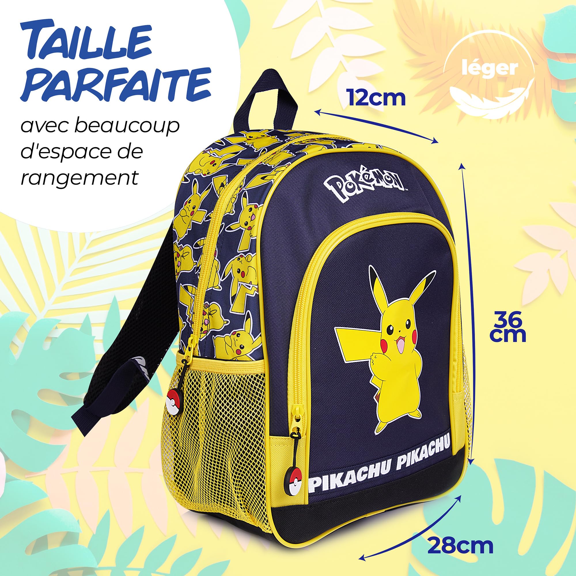 Pokémon Sac à Dos Pikachu Officiel Enfant – Cartable École Maternelle et Primaire, Sac Scolaire Léger avec Bretelles Réglables, Poches Latérales et Fond Renforcé – 36 cm