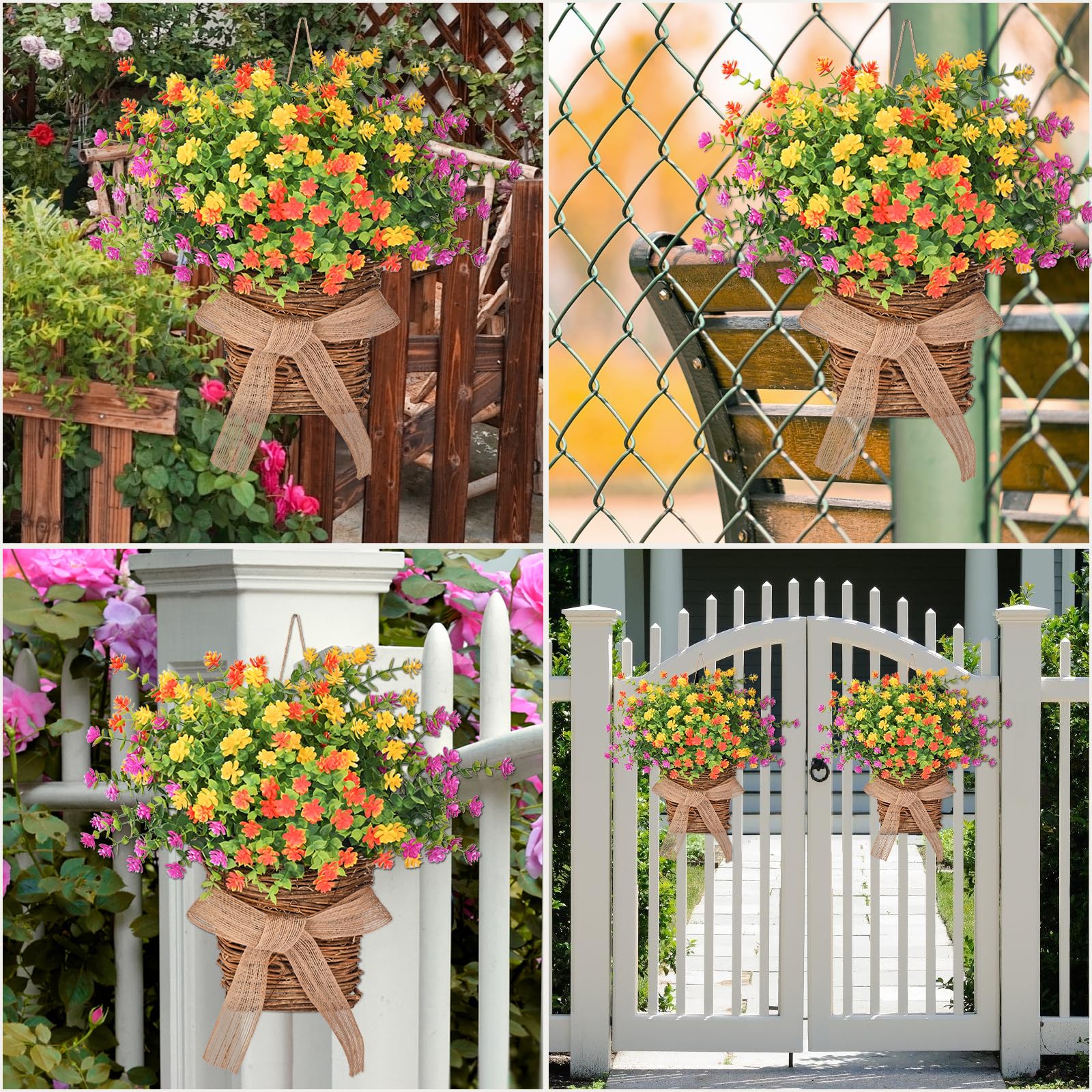 Dolicer Ghirlanda da appendere alla porta, da appendere, con fiori di bosso, bella ghirlanda artificiale primaverile ed estiva per porta d'ingresso, per casa, veranda, cortile, fattoria, decorazione