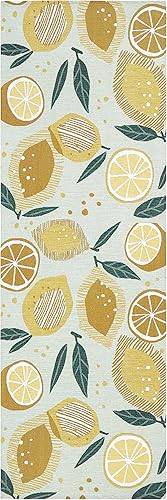 TOWN & COUNTRY LUXE Livie Fresh Lemon Everwash - Alfombra decorativa lavable multiusos para cocina, tapete de perfil bajo, alfombra de dormitorio y