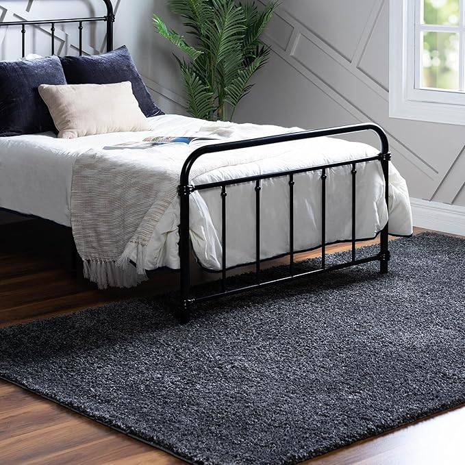 Soft Solid Shag Collection Area Rug 2x3 Smoke