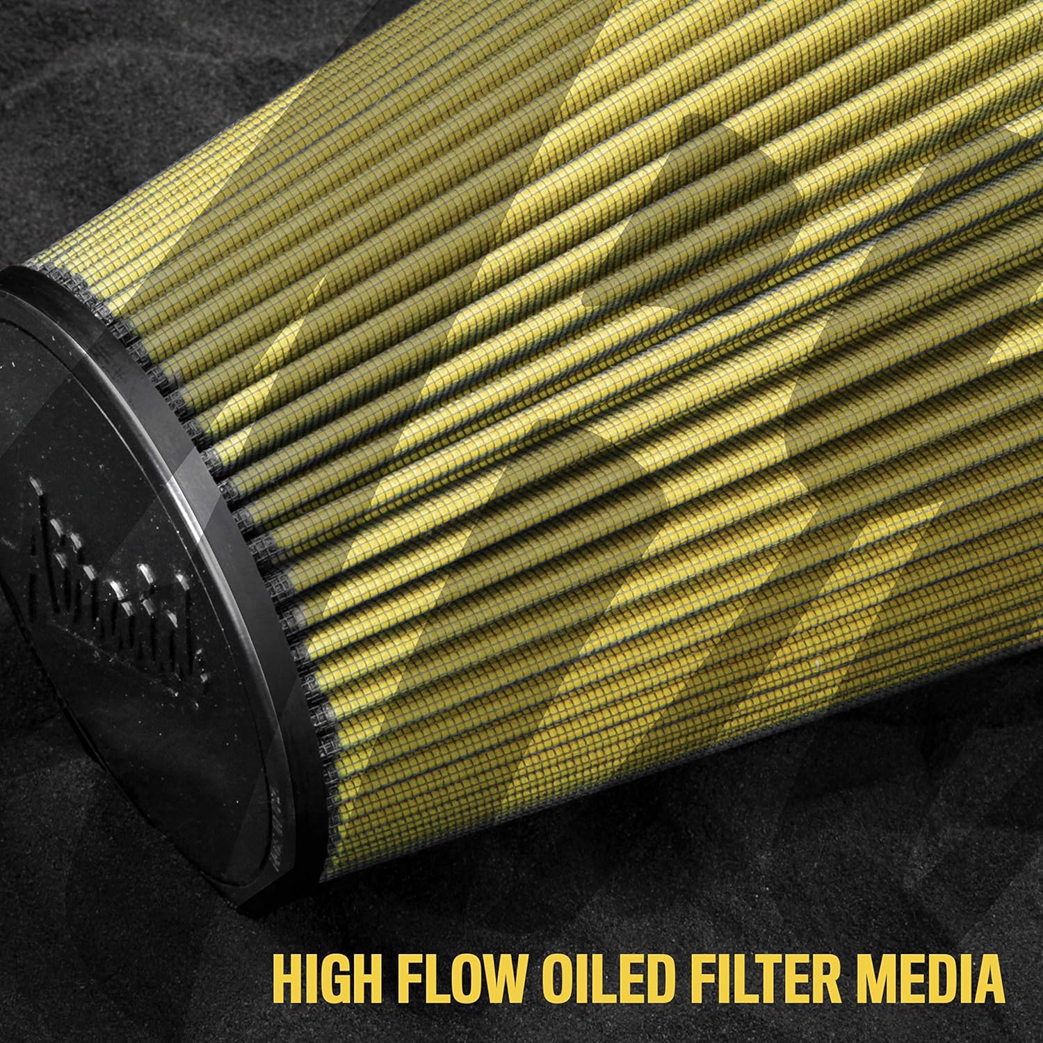 Airaid Universal Clamp-On Air Filter: Flange Inside Diameter 4.5 In, Height 7.125 In; Base 7.25 In; Yello, Tapered Conical, AIR-705-505